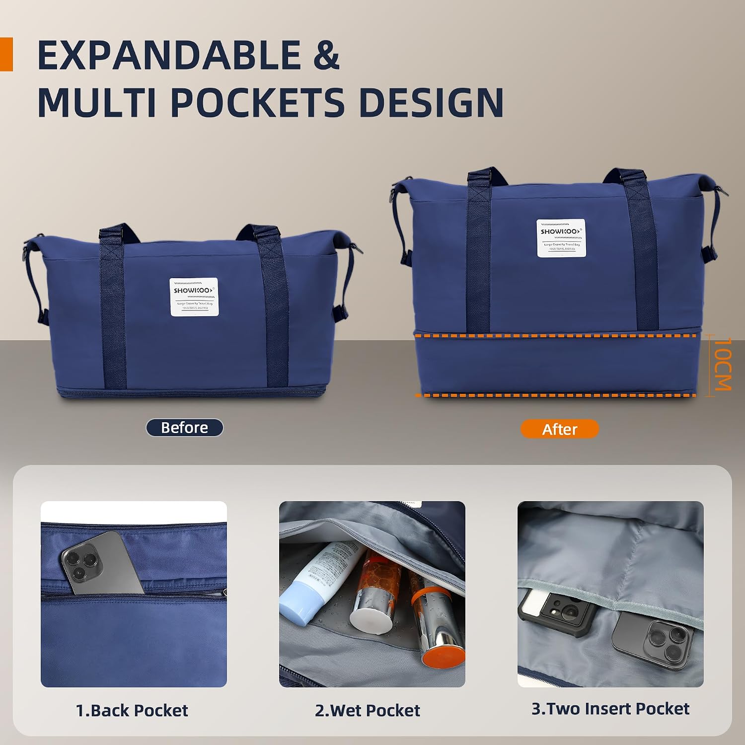 Thumbnail 4 de SHOWKOO Suitcase Hard Shell Expandable 3-piece set
