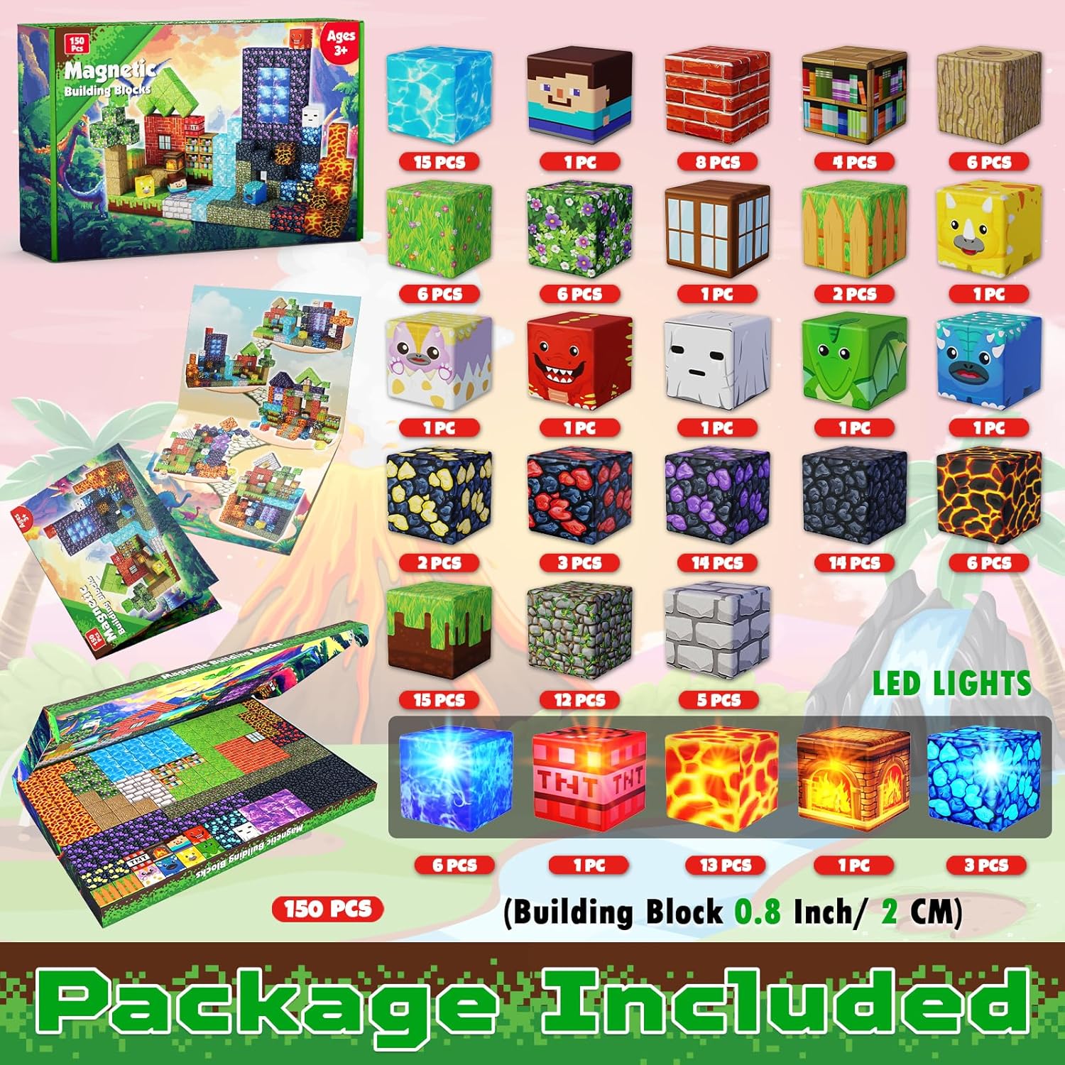 Thumbnail 1 de Magneverse Costruzioni Magnetiche da 150 pezzi per bambini (foresta e dinosauri) – STEM Montessori 3-9 anni