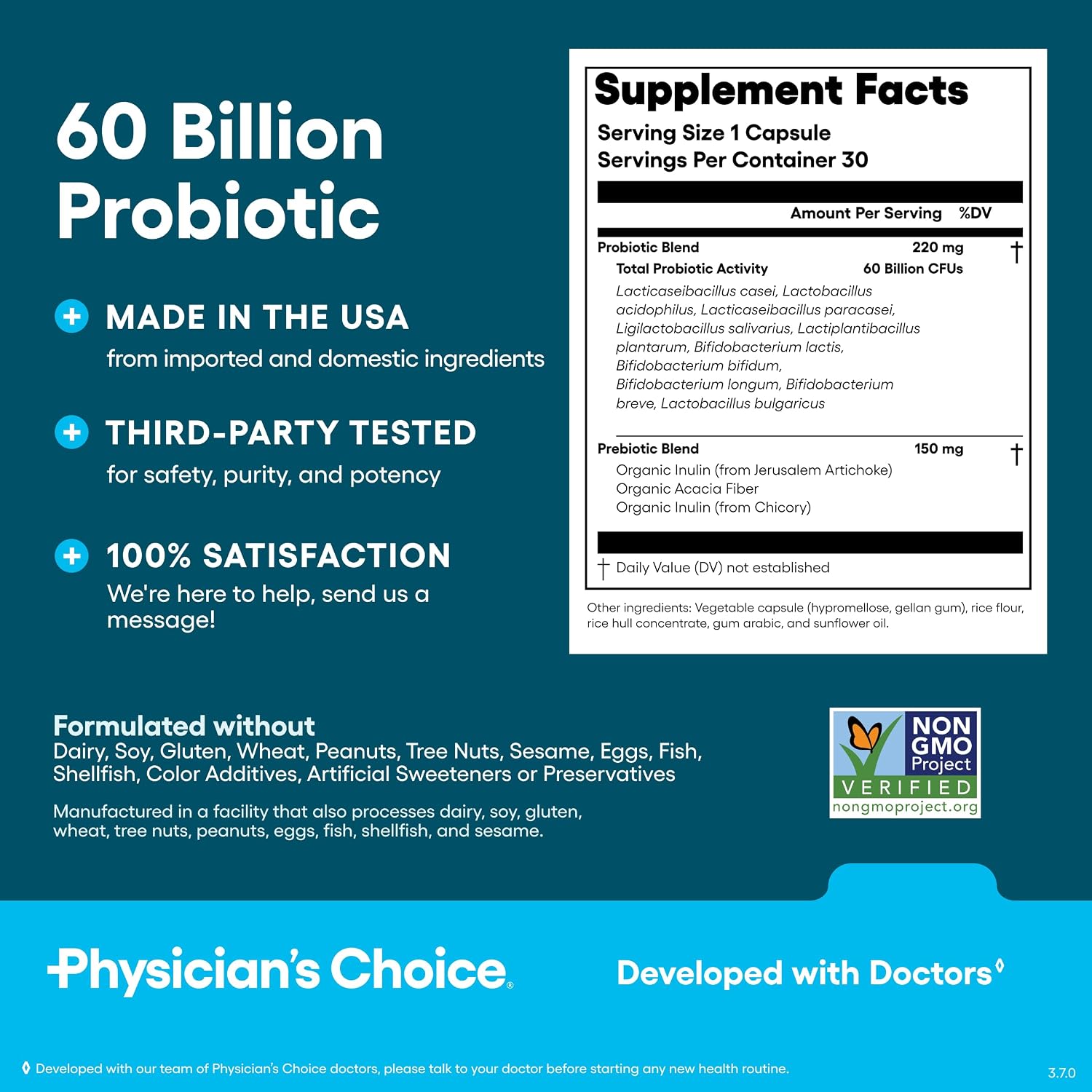 Thumbnail 6 de Physician's CHOICE Probiotics 60 Billion CFU – 10 Strains + Organic Prebiotics