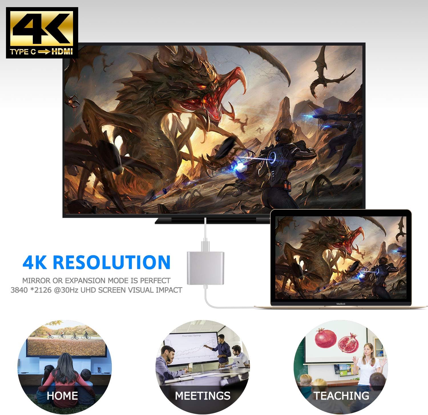 Thumbnail 4 de Battony USB C to HDTV Adapter 4K