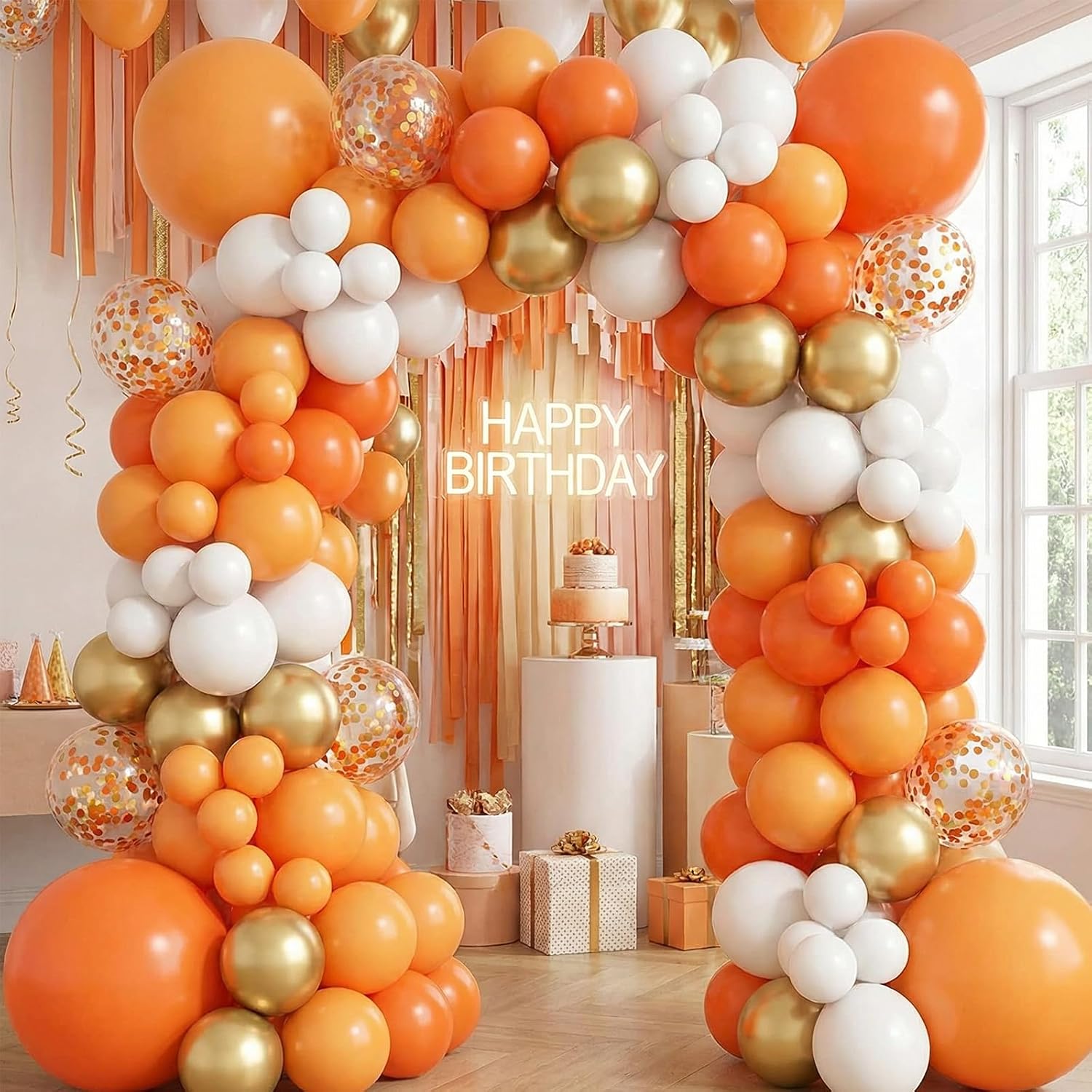 Detalle de RUBFAC Orange Latex Balloons, 120 Count, 12-Inch Round Party Decorations
