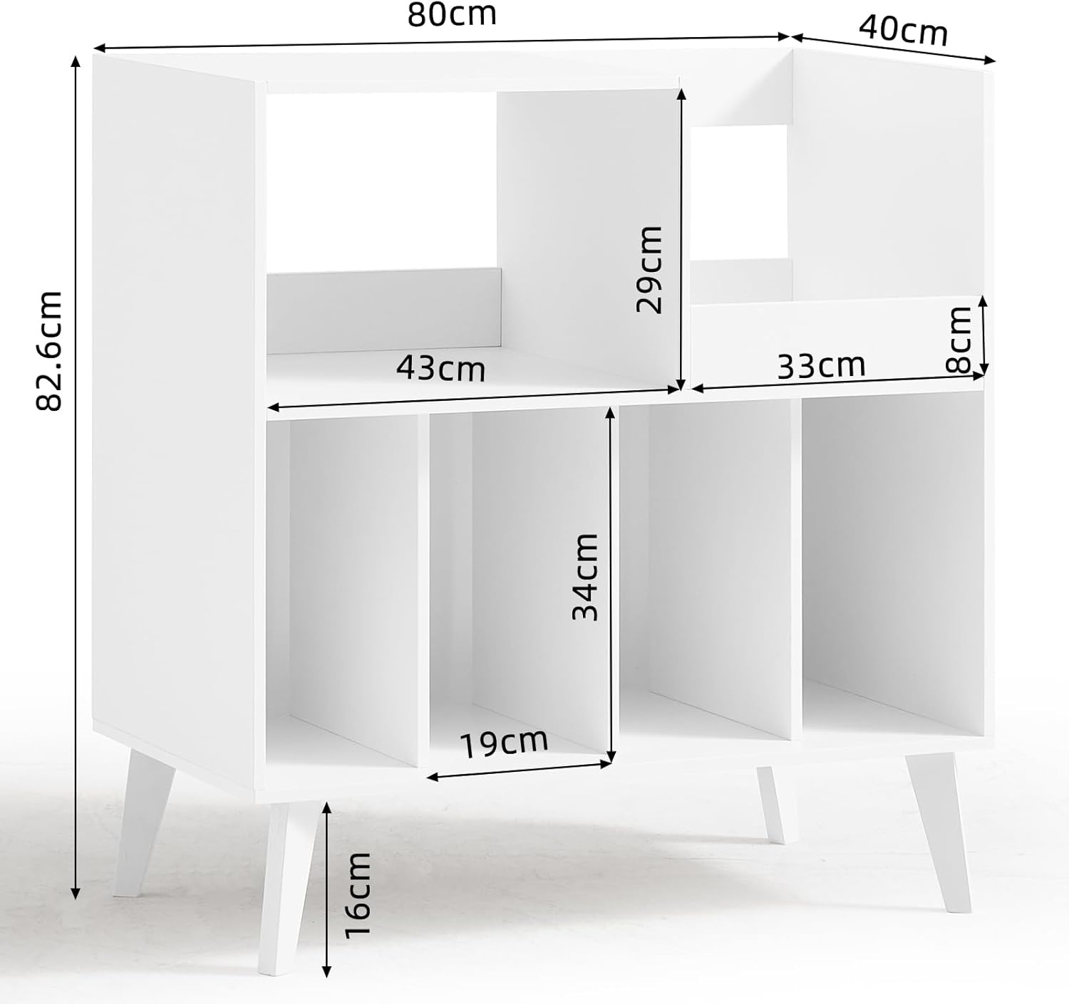 Thumbnail 1 de LELELINKY Large Vinyl Record Stand with 4 Shelves — Retro Wooden Turntable Stand for Up to 300 Albums
