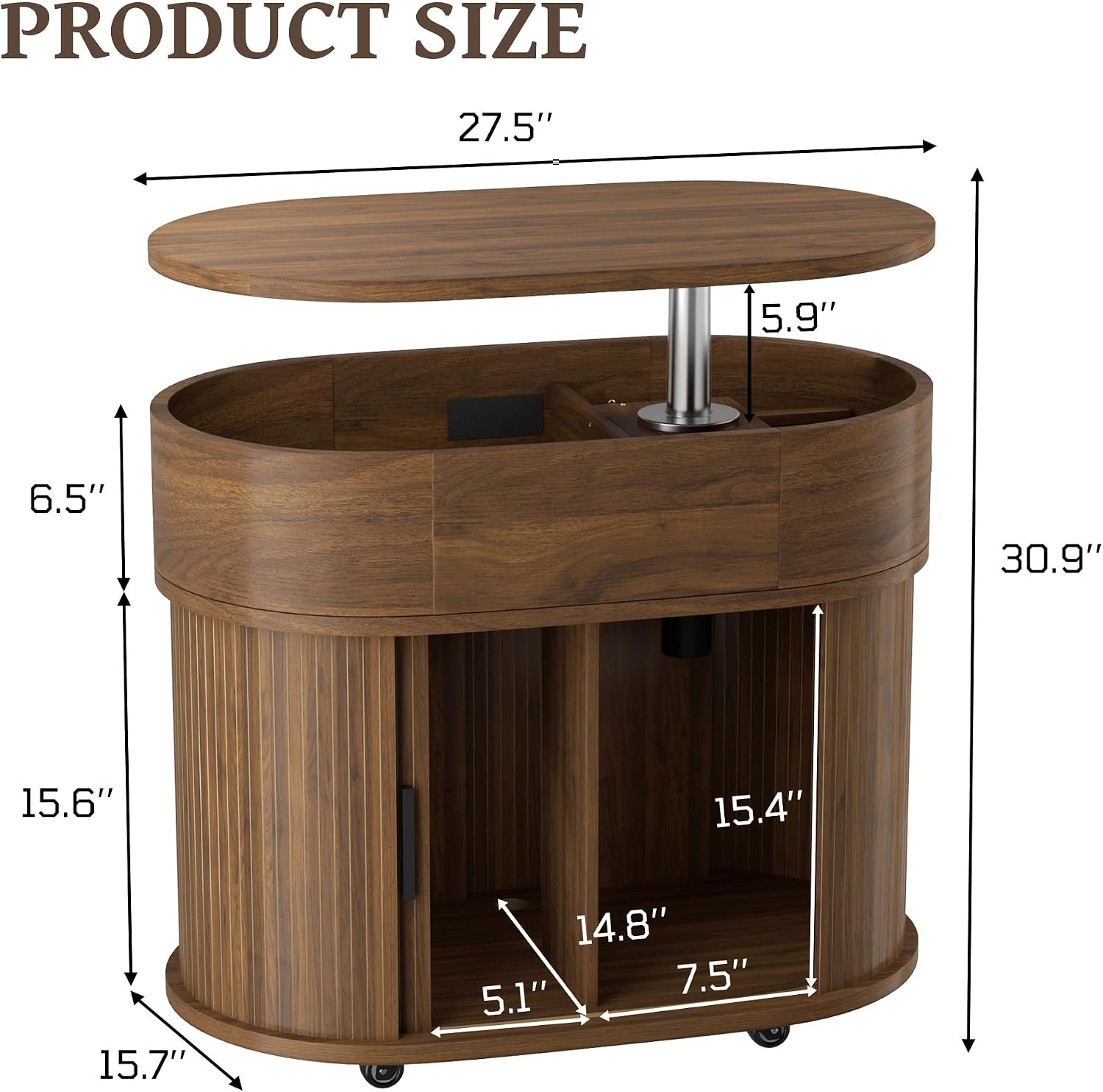 Thumbnail 1 de Oval Lift-Top Coffee Table, 27.5-Inch