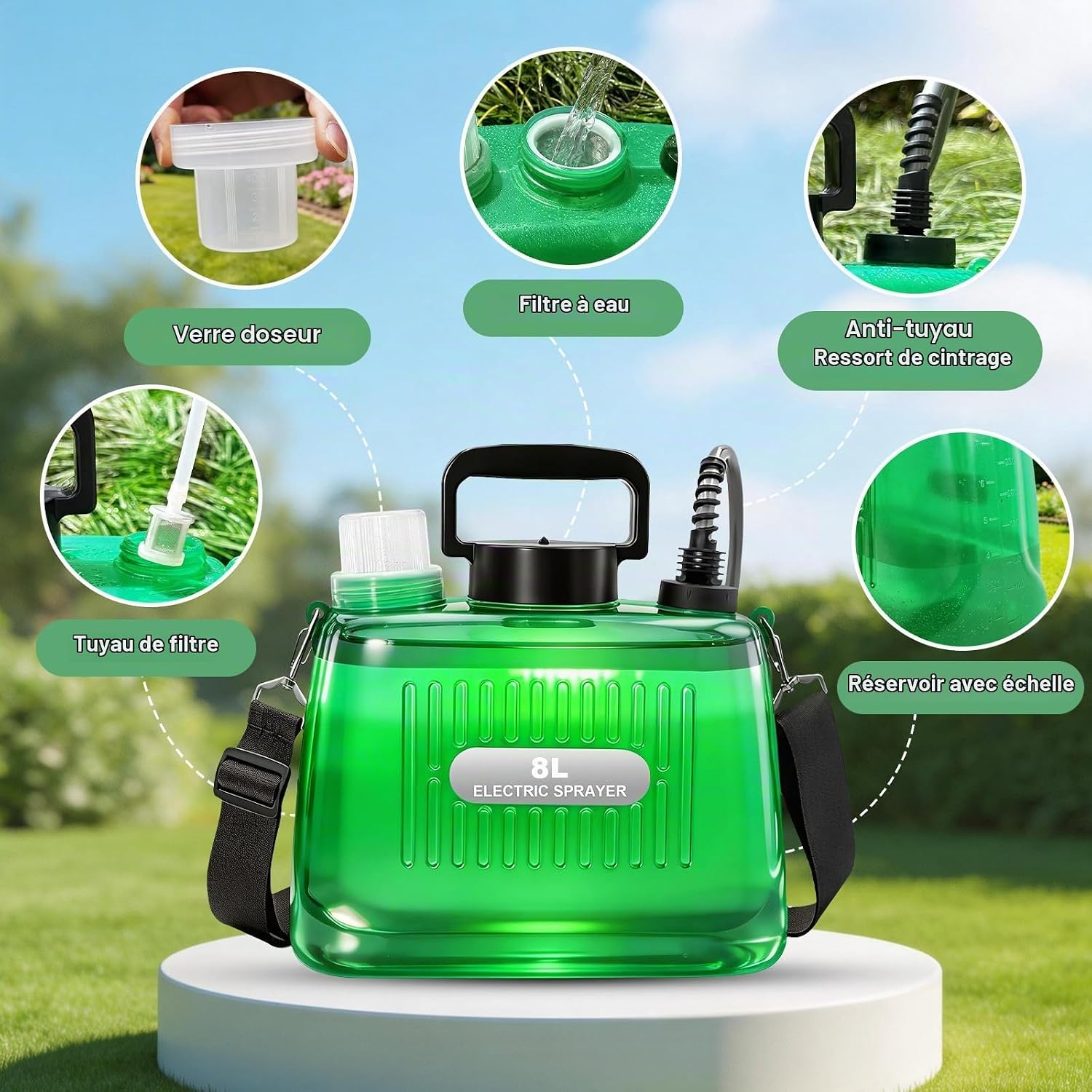 Thumbnail 6 de SideKing YX2408ML-2574 elektrische tuinsproeier van 8 liter met 4 sproeiers