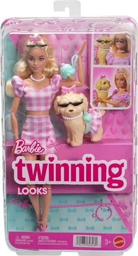 Thumbnail 5 de Barbie Twinning Looks: Muñeca con perrito y conjunto vichy rosa a juego