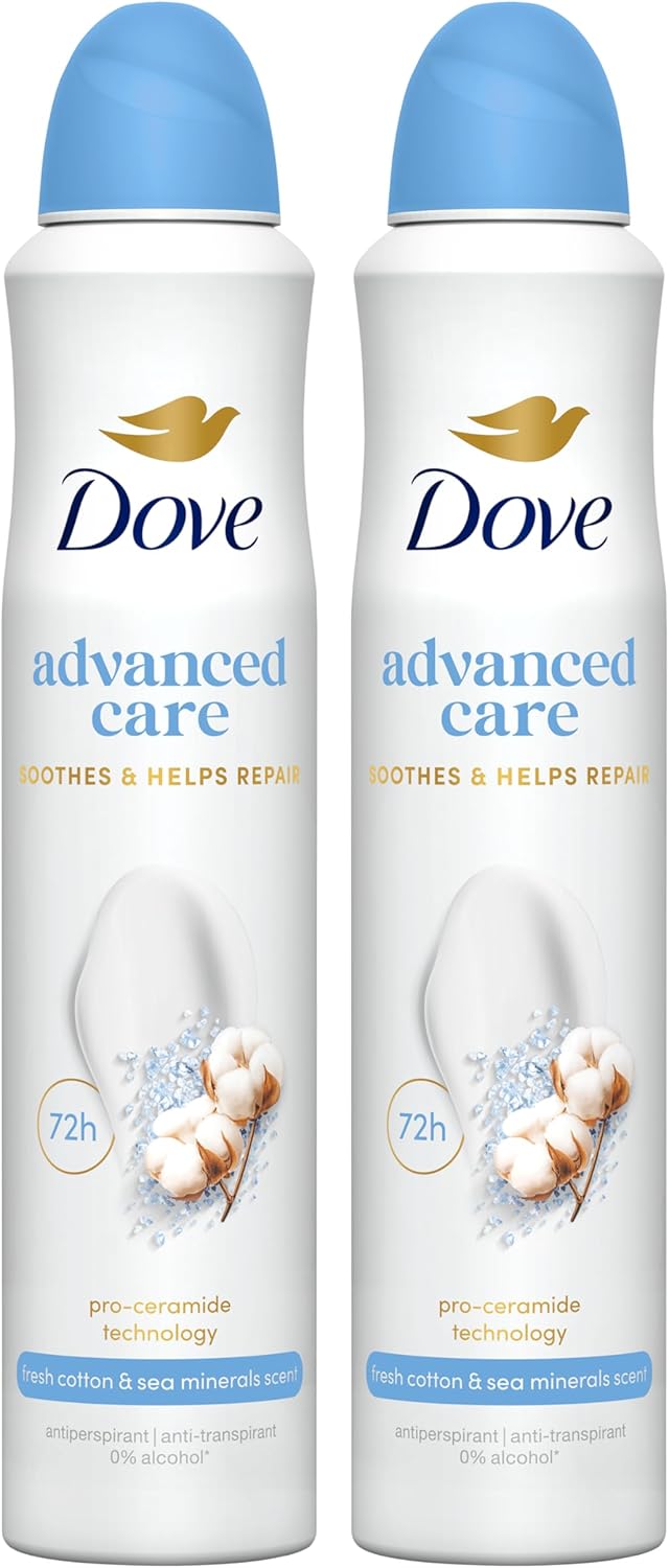 Dove Déodorant Spray Apaise & Répare Fresh Cotton & Sea Minerals – Lot 2 × 200 ml