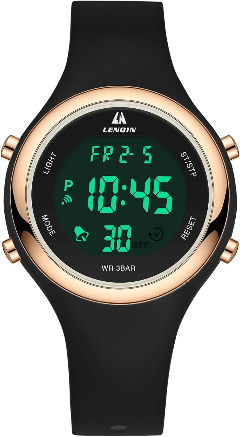 Thumbnail 1 de LN LENQIN Damen Digitaluhr mit Stoppuhr, Kalender und Silikonband – sportlicher Chronograph-Style