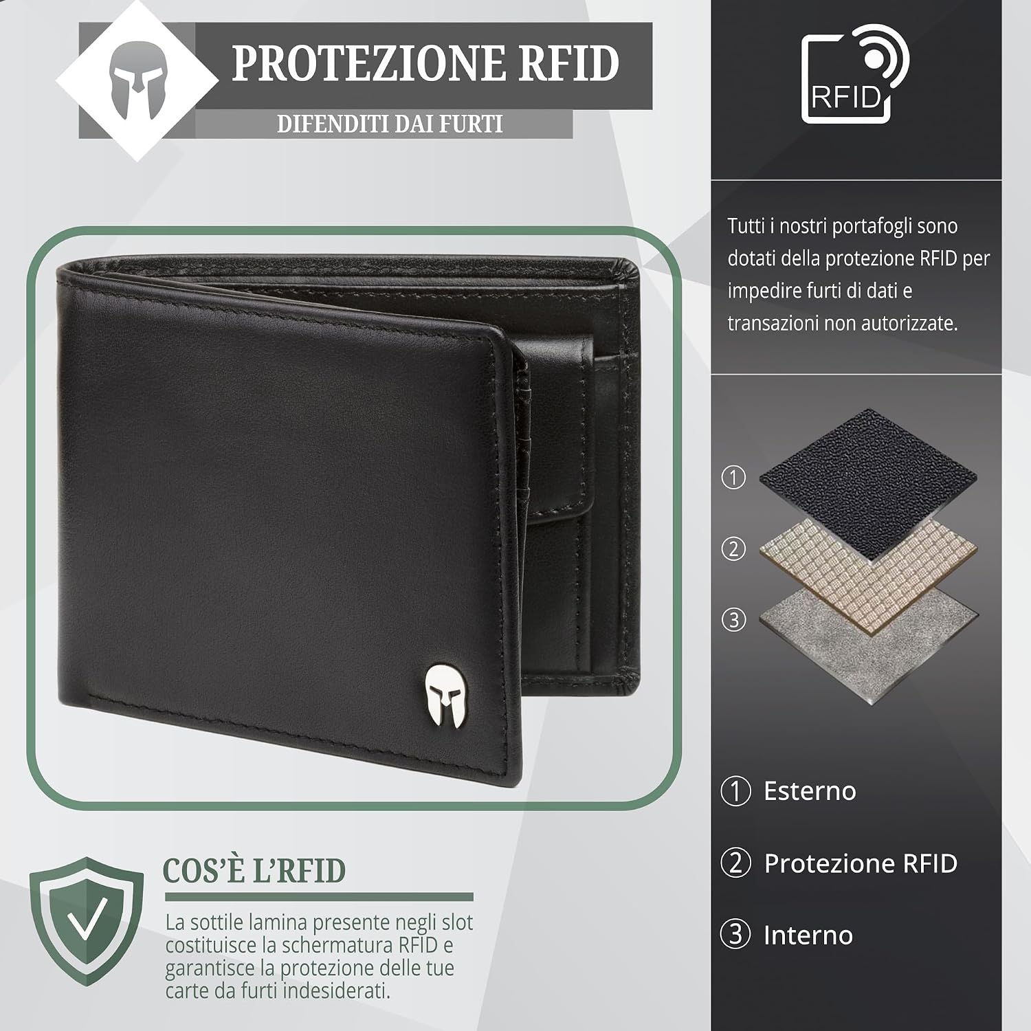 Thumbnail 4 de SPARTANO ZEUS portafoglio uomo RFID 11 slot