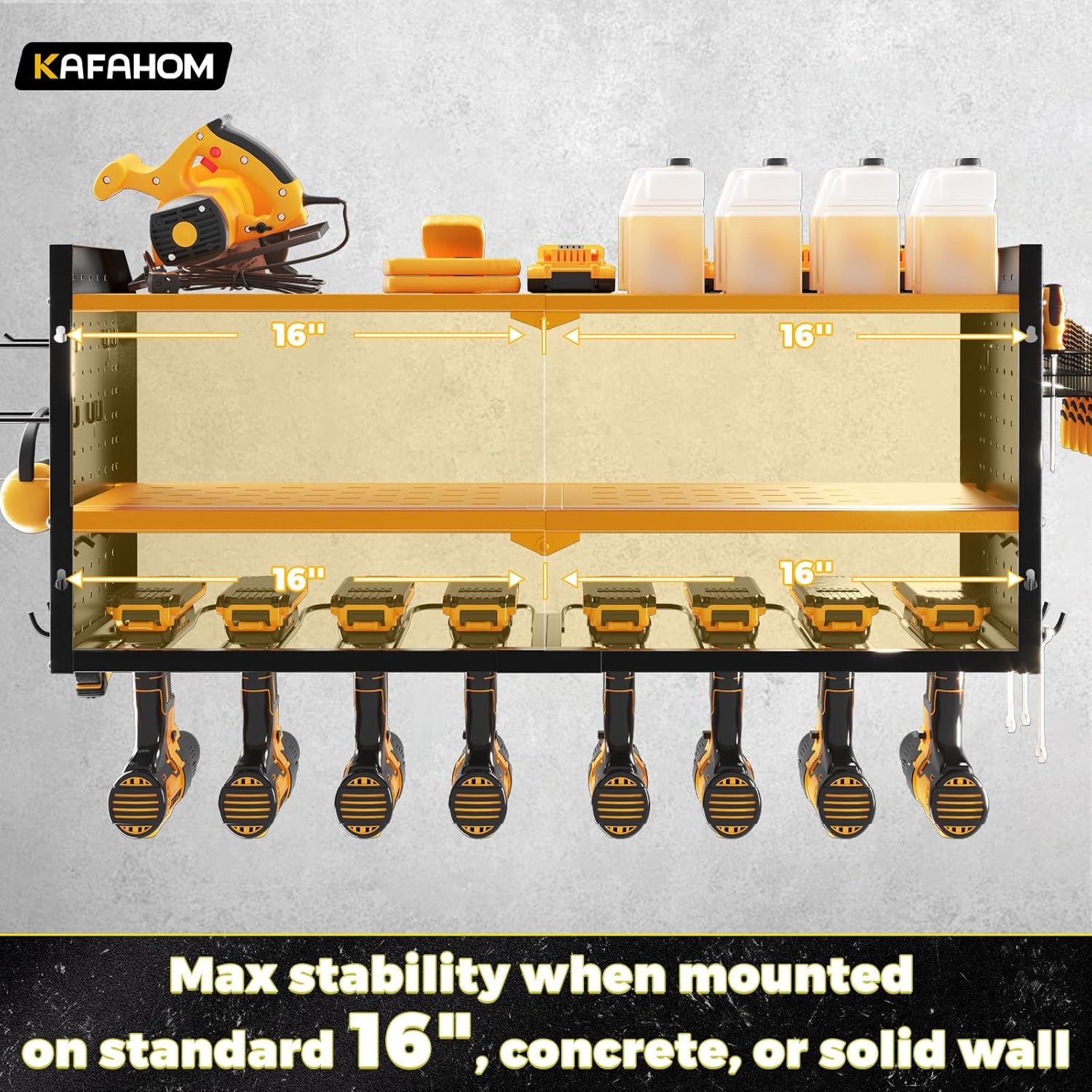 Thumbnail 3 de KAFAHOM Power Tool Organizer with Charging Station: Heavy-Duty Wall Mount for Garage
