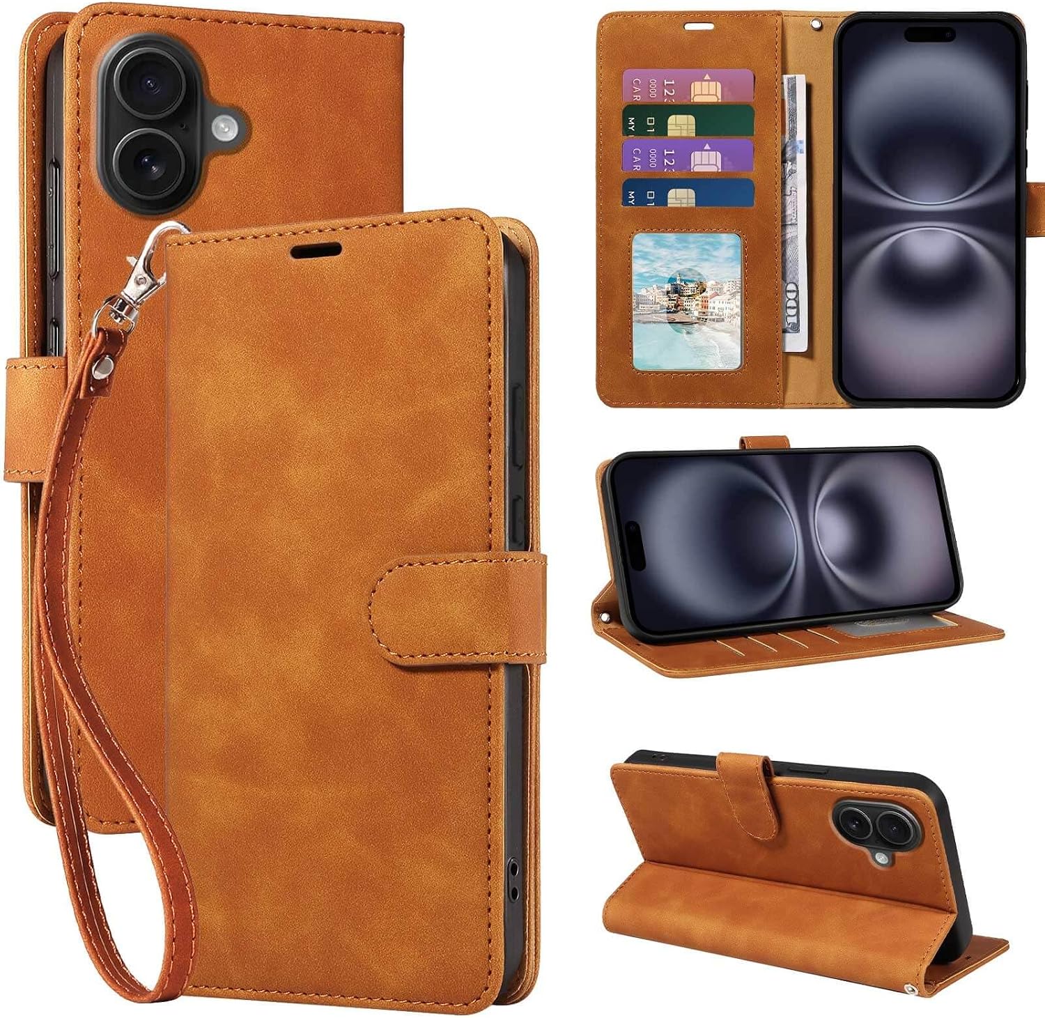 Detalle de JHWVVTF iPhone 16 Plus Wallet Case, PU Leather