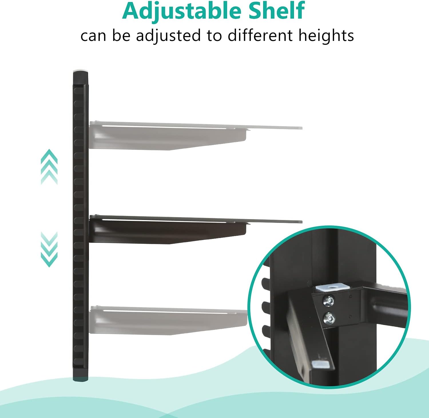 Detalle de WALI Floating Entertainment Center Shelves (CS201B) – 1 Tier, Holds Up to 8 kg, Black