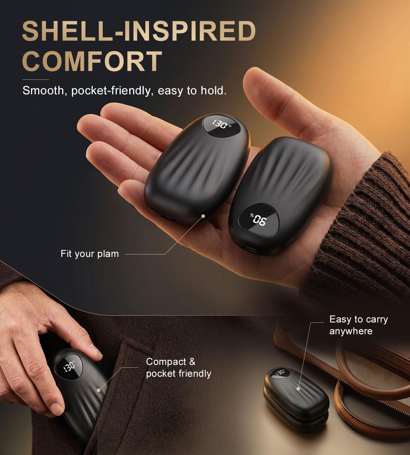 Thumbnail 6 de Yannovus Rechargeable Hand Warmers, 2-Pack with Graphene Heating and Digital Display