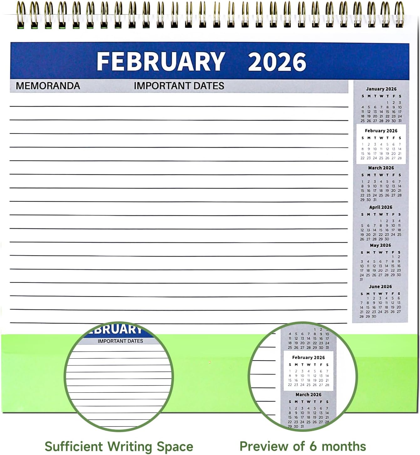 Thumbnail 4 de Andiker 2026 Desk Calendar (Jan–Dec 2026) with Thick Paper & Twin-wire Binding, Dark Blue