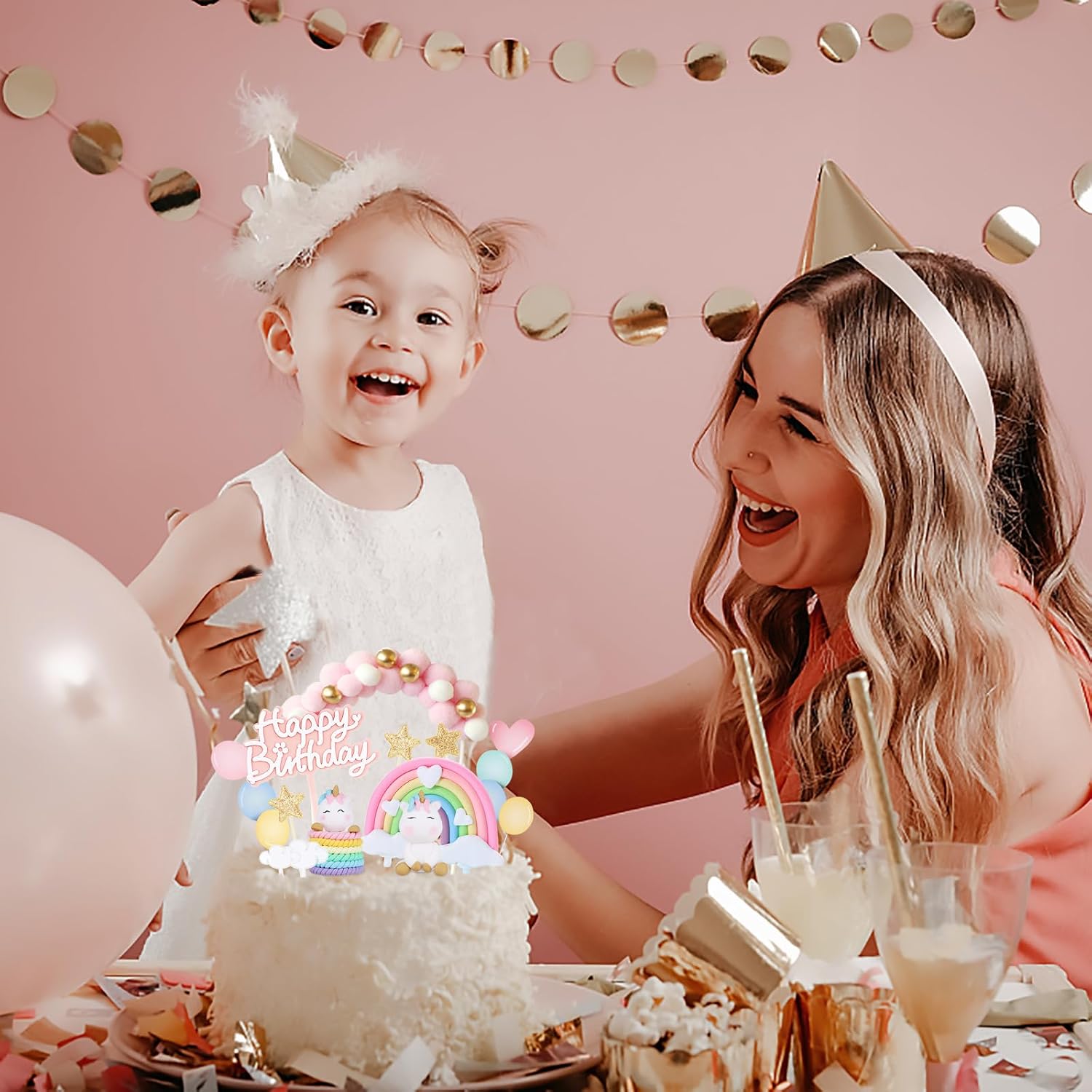 Detalle 2 de AOTWAN Einhorn Tortendeko 21 Teile Kuchen