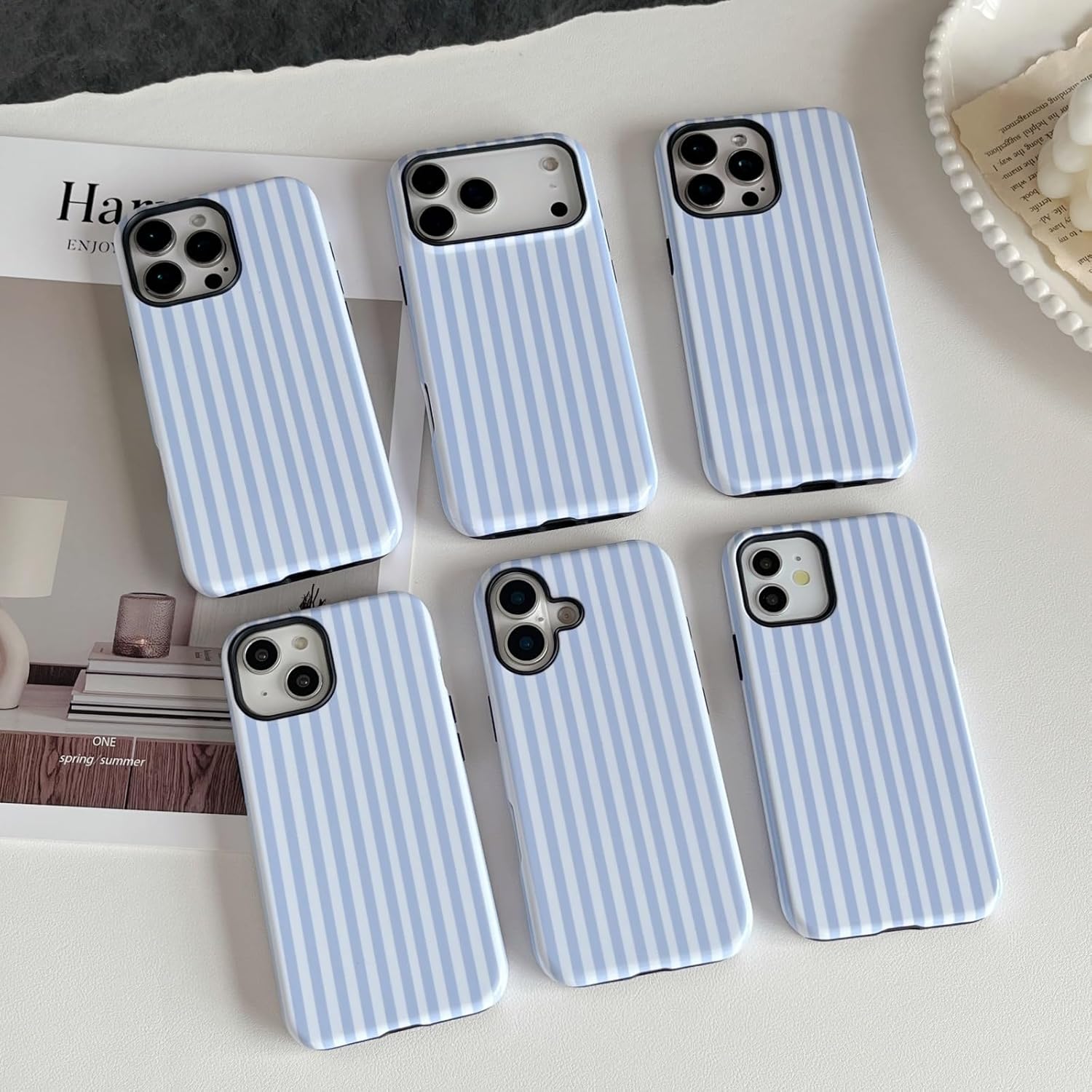 Thumbnail 2 de Longlayss iPhone 17 Case: Cute Striped Shockproof Slim Cover (Light Blue)