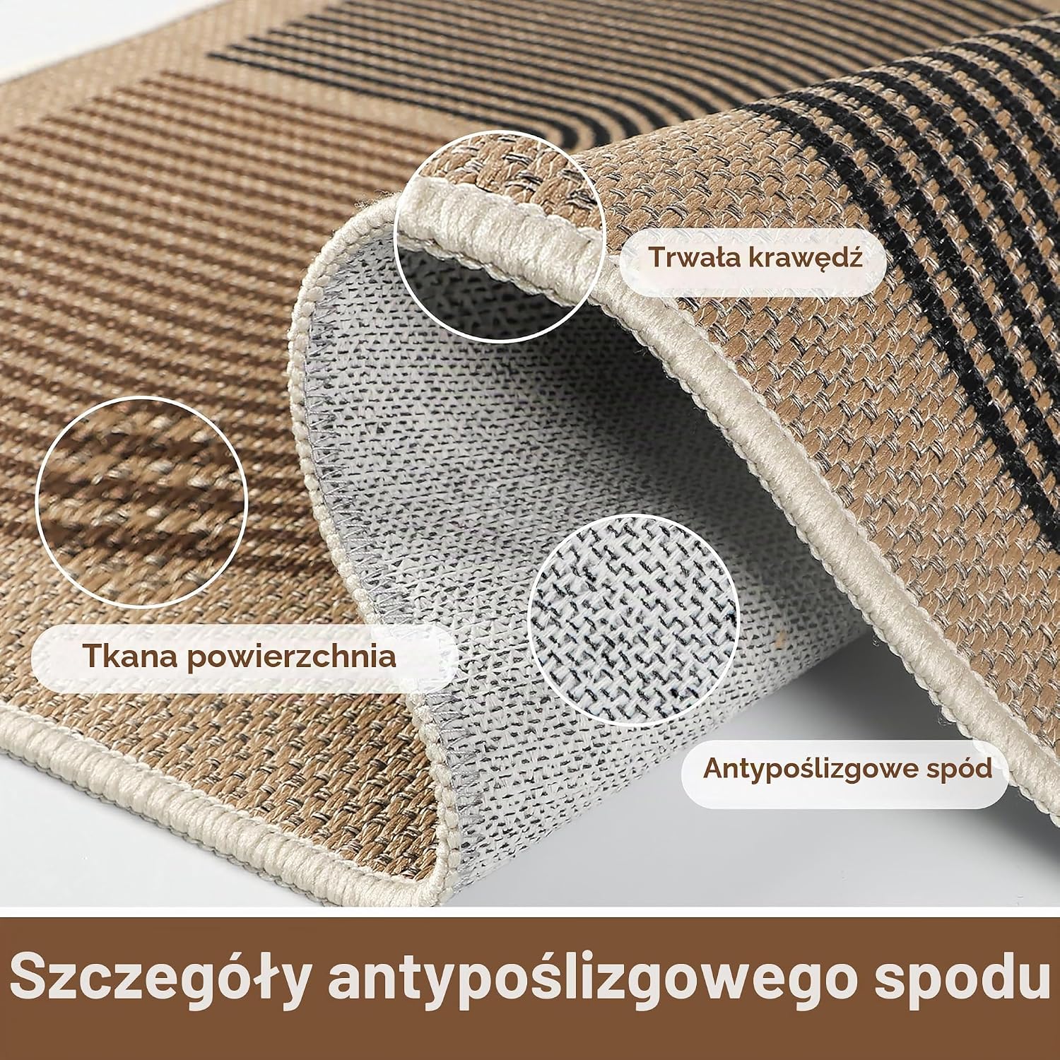 Detalle de Capslpad wycieraczka 80 × 120 cm, płasko tkana, antypoślizgowa, do prania