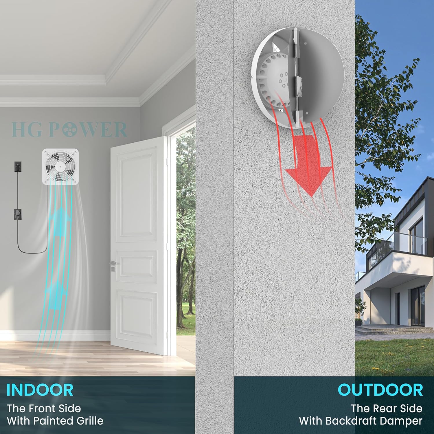 Thumbnail 6 de HG Power extracteur d’air 200 mm pour salle de bain, cuisine & garage — silencieux avec clapet antiretour et régulateur de vitesse