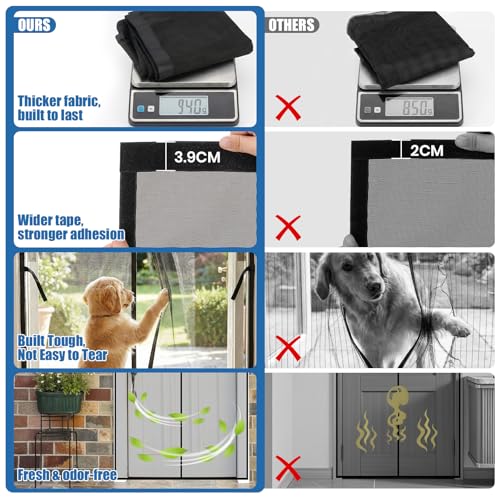Detalle de Velway Mosquitera Puerta Magnética 90x210 cm – Cortina Mosquiteras para Puerta Exterior (Negro)