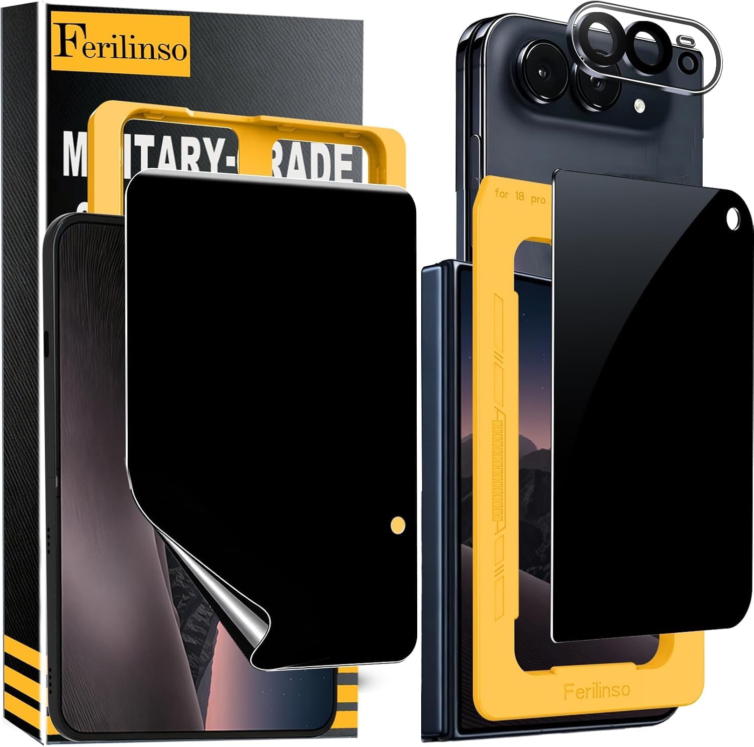 Detalle de Ferilinso iPhone Duo 7.8INCH Privacy Screen Protector, Tempered Glass, 9H+