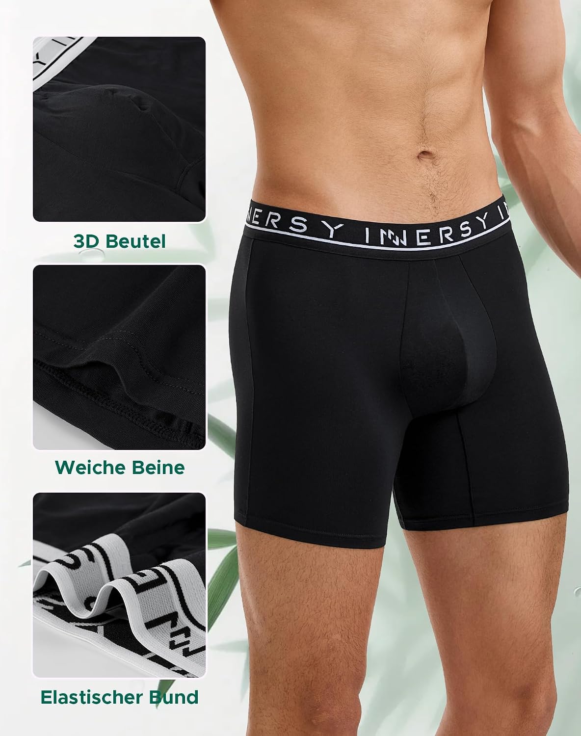 Detalle 2 de INNERSY boxershorts i bambu för herr, 4-pack luftiga sportunderkläder