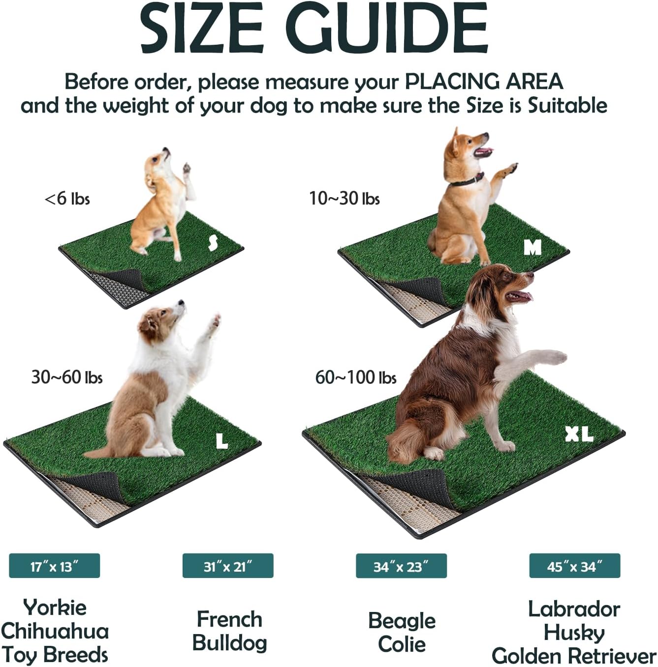 Detalle de MEEXPAWS Extra Kleine Hundetoilette aus Kunstrasen mit Tablett (44×34 cm) – für kleine Hunde bis 3 kg