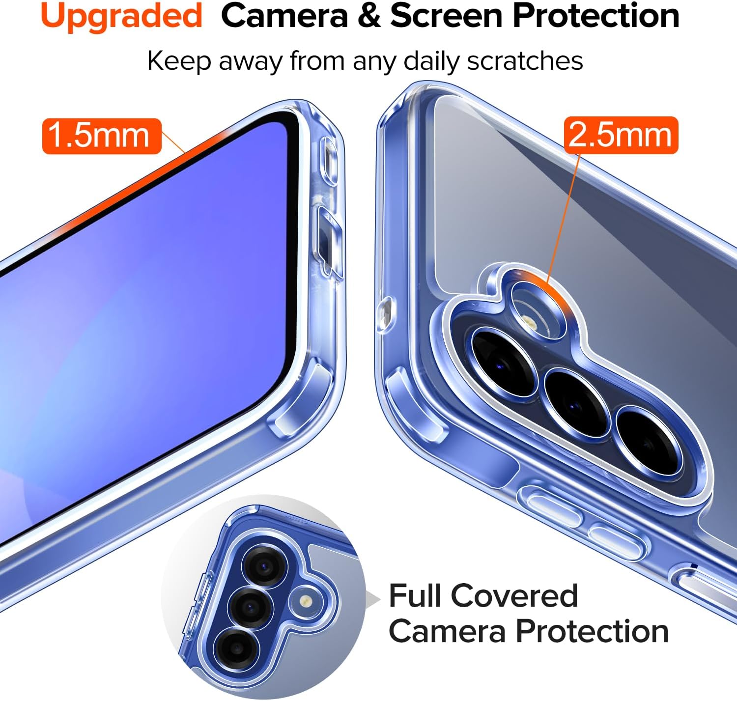 Thumbnail 5 de ivoler 3-in-1 Cover for Samsung Galaxy A57 5G with 2-pack Screen Protector (Military anti-shock) – Transparent Blue