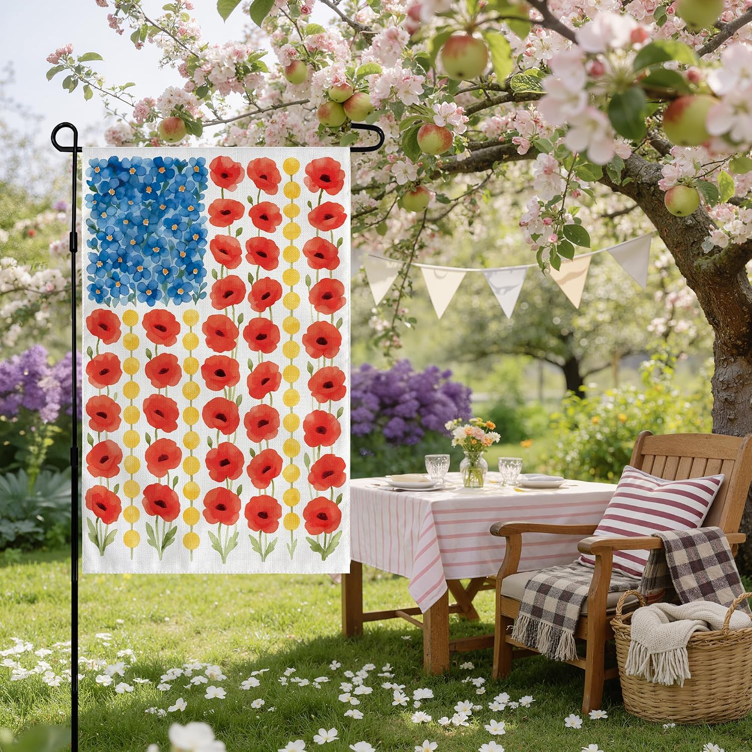 Detalle 1 de OHOME Memorial Garden Flag-OHOME-1127, Double-Sided Patriotic Poppy Flag, 12 x 18 Inches