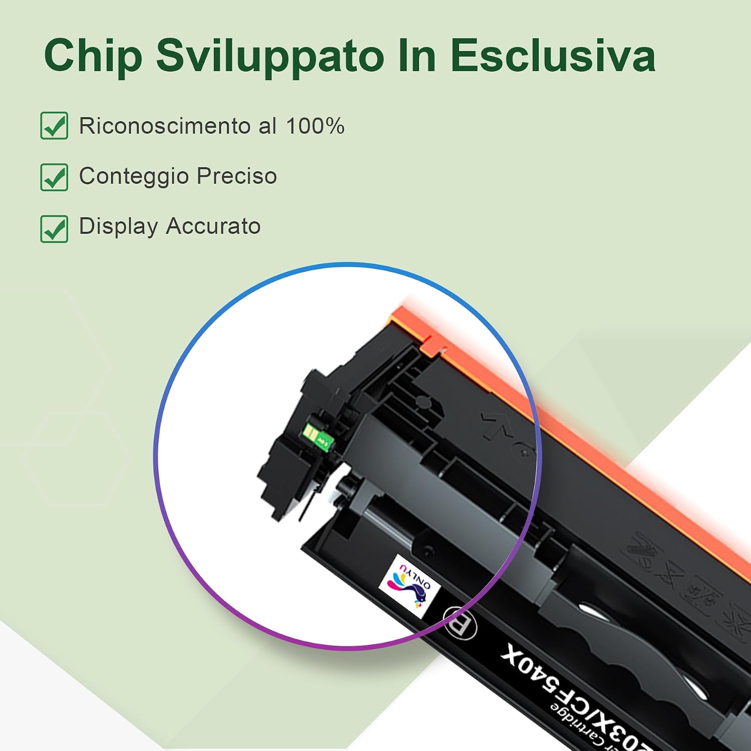 Detalle 2 de ONLYU 203X Toner compatibile per HP Color LaserJet Pro MFP M281/M254 – 4-Pack (CF540X CF541X CF542X CF543X)