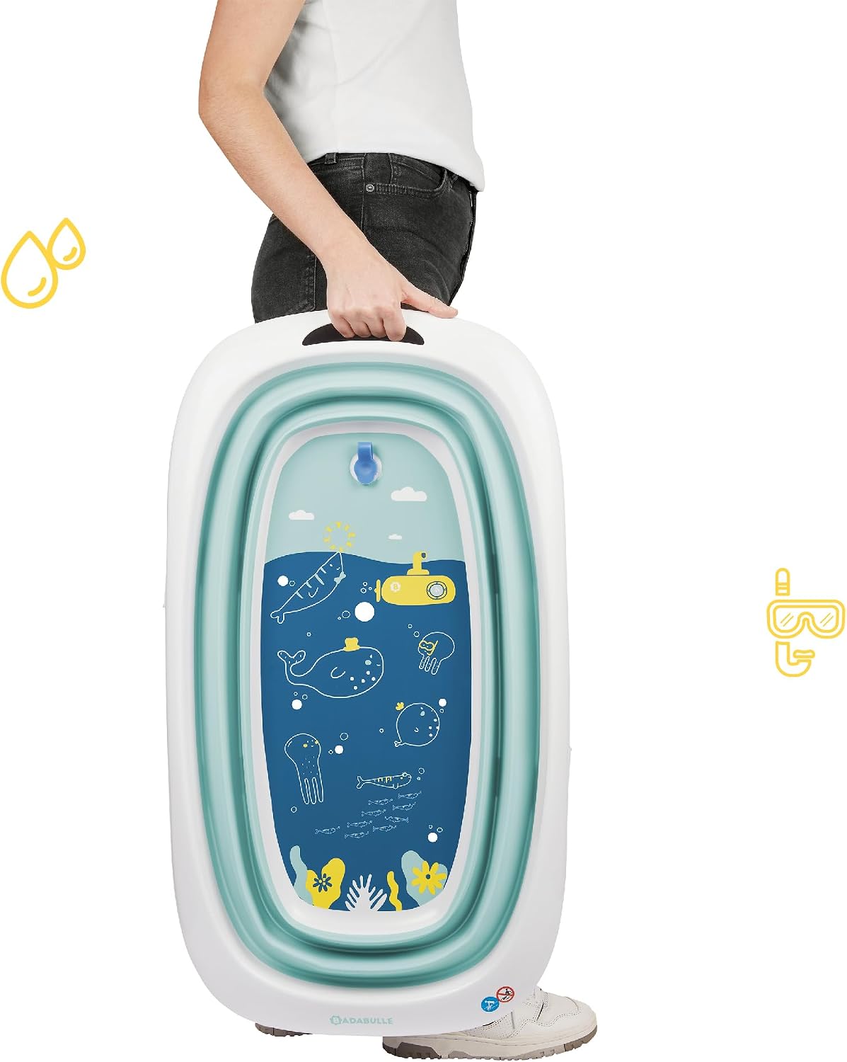 Thumbnail 3 de Badabulle Vaschetta da bagno pieghevole per bambini – Ultra compatta, 35 L, piedini antiscivolo, tappo termico e maniglia