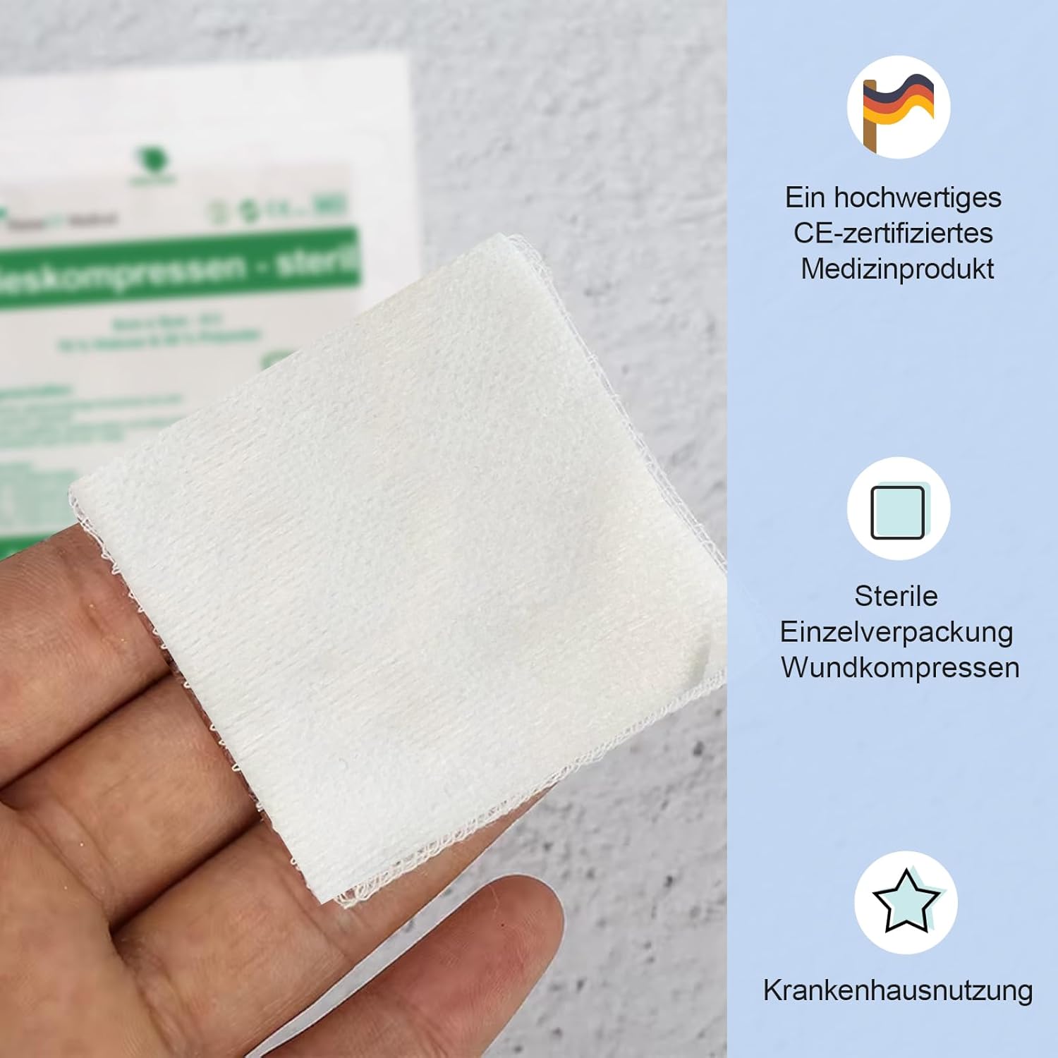 Thumbnail 2 de HansaGT Medical sterile Wundkompressen 10x10 cm, 50 Stück (8-lagig, STERIL)