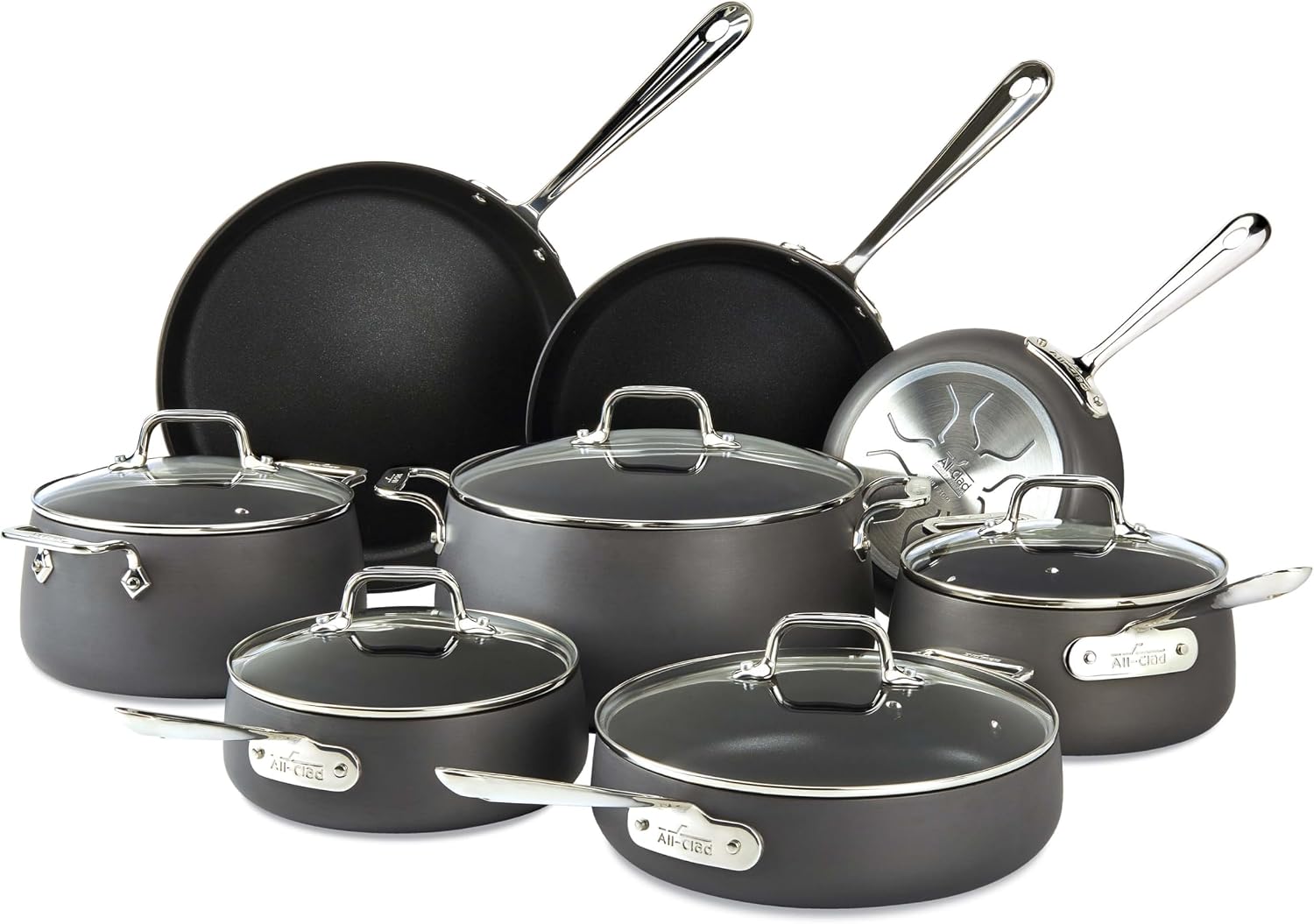 Detalle de All-Clad HA1 Hard Anodized Nonstick Cookware Set (13-Piece) for Induction, Oven & Broiler Safe