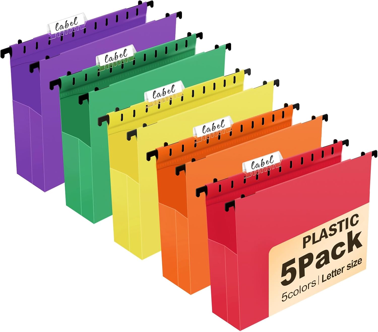 Detalle de Navona Plastic Hanging File Folders, Letter Size, 2-Inch Expandable, 5-Pack