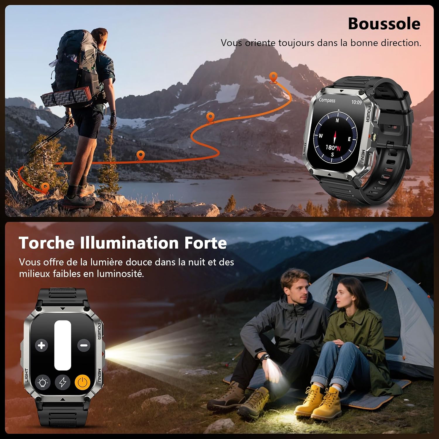 Thumbnail 2 de Blackview W70Pro Montre Connectée pour Homme — 100 jours d’autonomie, boussole et lampe torche