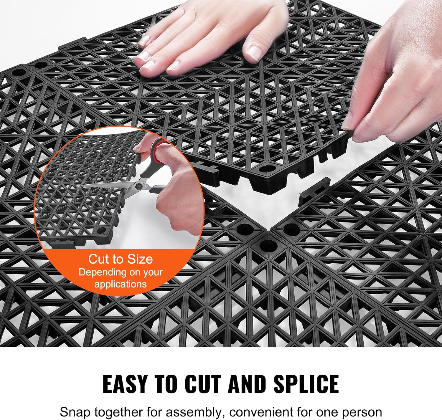 Detalle de VEVOR 30*30*1.5cm-B Interlocking PVC Drainage Tiles, 50-Pack, Black