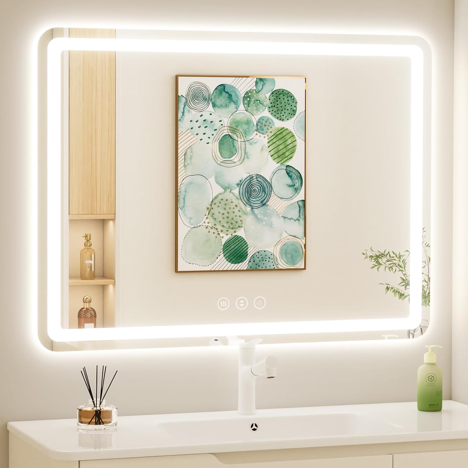 Detalle de 40" x 30" LED Bathroom Mirror with Tri-Color Lighting 🪞