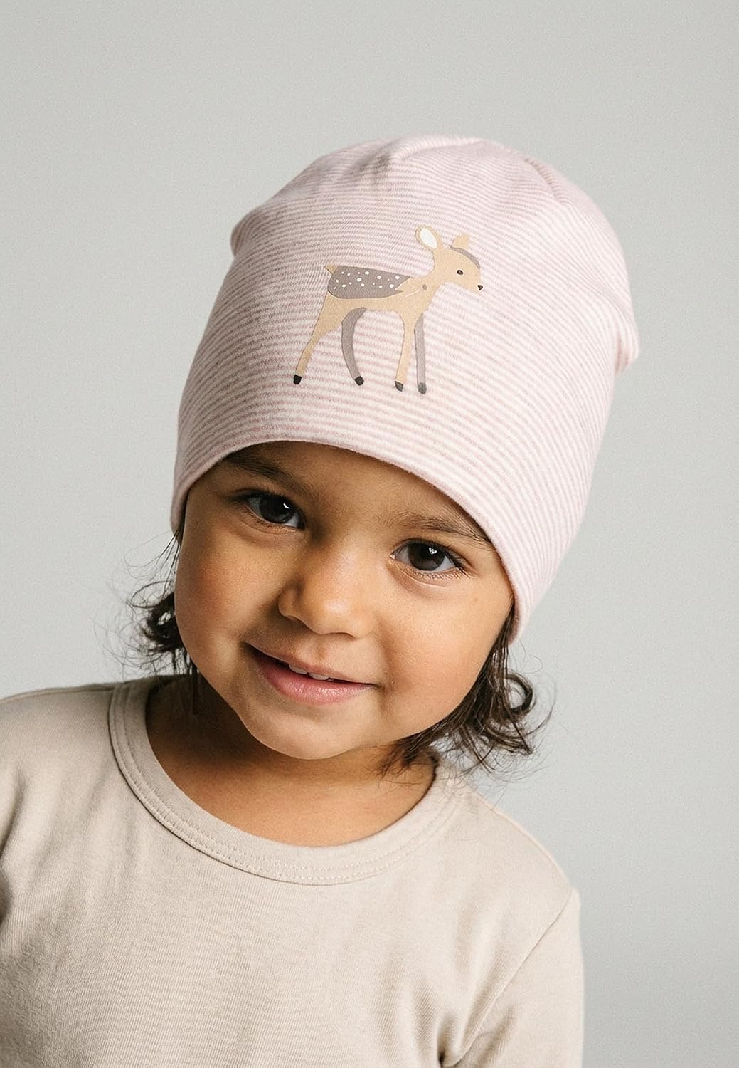 Thumbnail 1 de Sterntaler Beanie Rehkitz Bonnet Fille — Bonnet pour fille en coton mélangé avec rayures chiné et imprimé faon