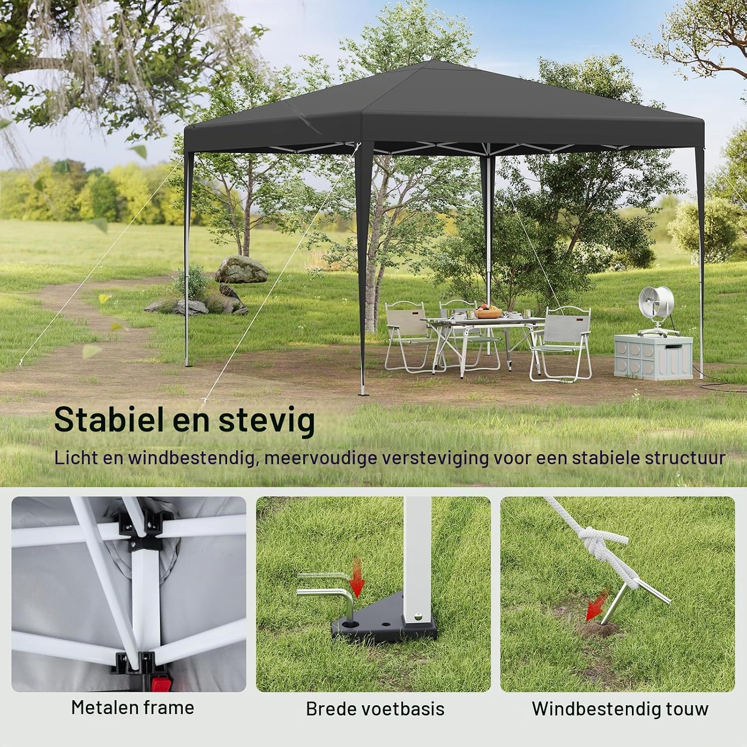 Detalle de WOLTU PVL0002gr pop-up partytent 3 x 3 m, UV- en waterbestendig