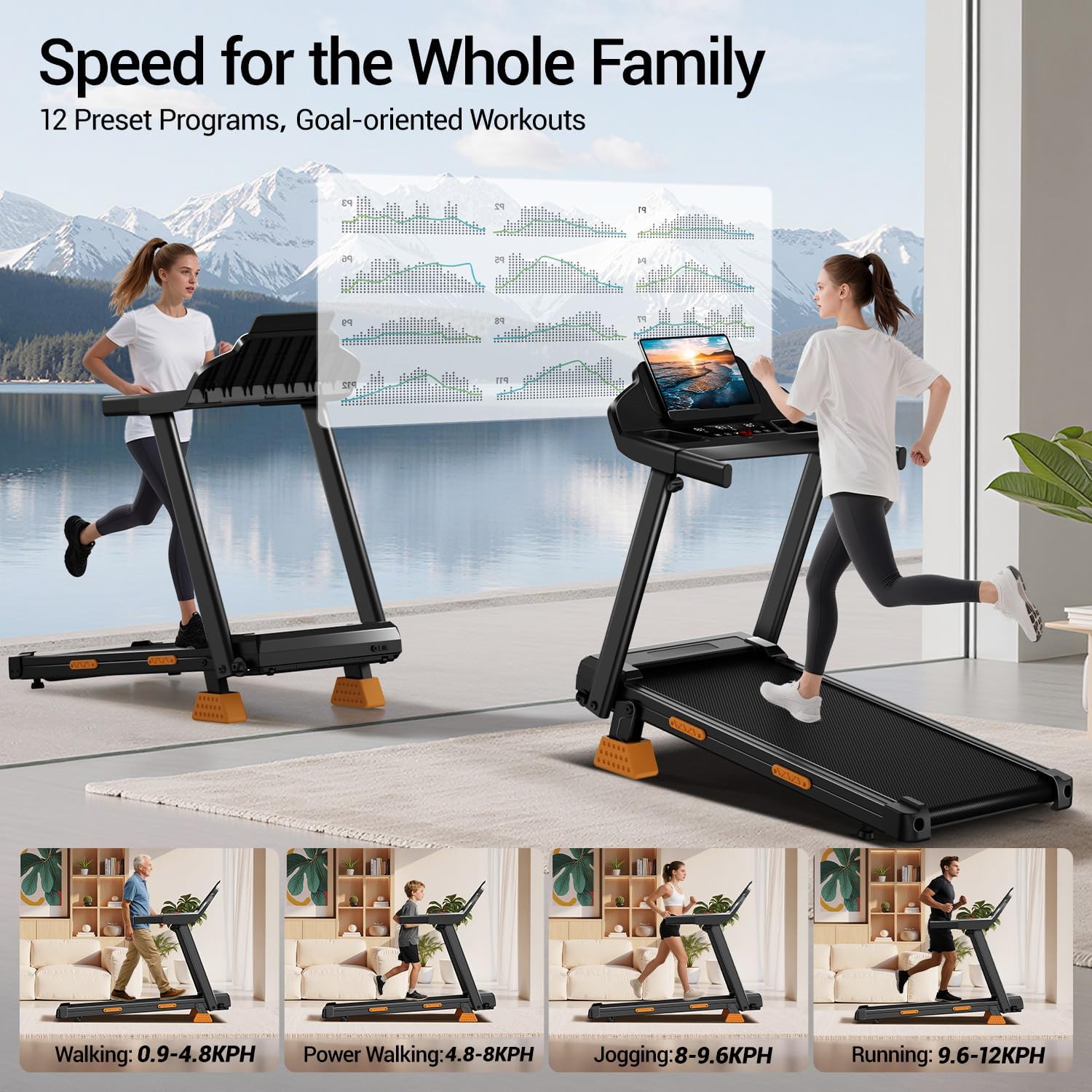 Thumbnail 5 de CURSOR Tapis de course pliable inclinable 15% (12 km/h) moteur 3,0 CV avec écran LED et charge max. 136 kg