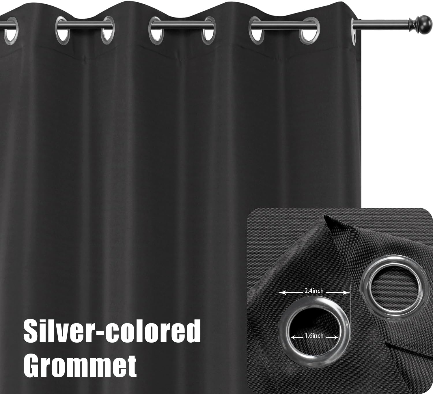 Thumbnail 1 de BONZER Waterproof Outdoor Curtains (1 Panel) 150W x 84L in, Charcoal