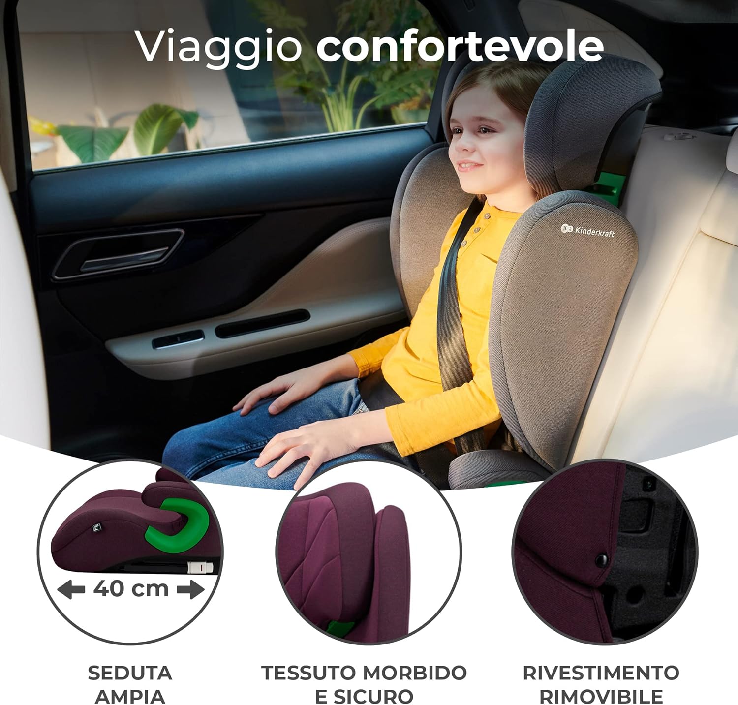 Thumbnail 6 de Kinderkraft JUNIOR FIX 2 I-SIZE Seggiolino auto 15-36 kg | ISOFIX, poggiatesta regolabile, Borgogna