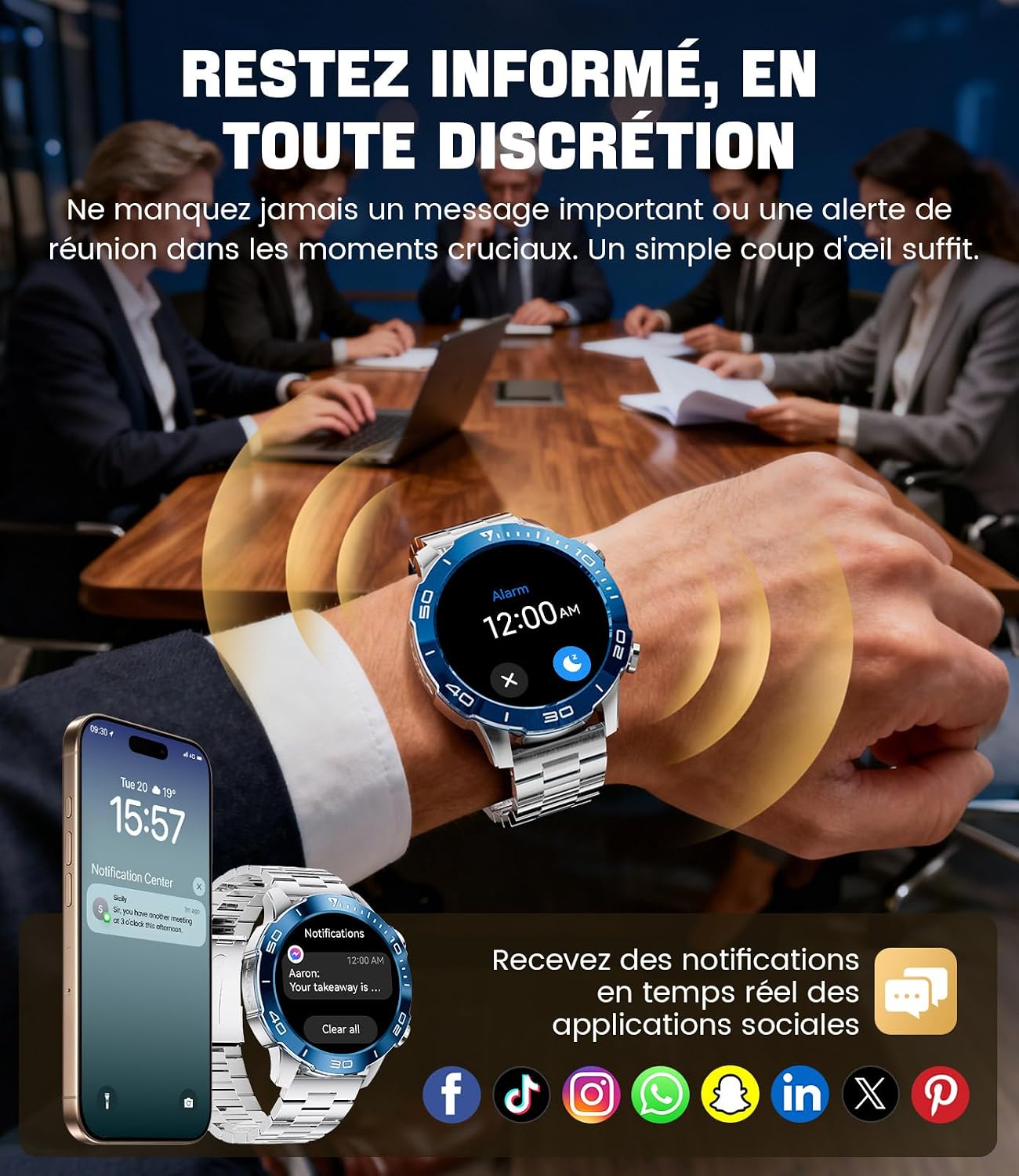 Detalle de Montre Connectée Homme Militaire : Batterie longue durée, écran AMOLED 1,43" et 170+ modes sportifs