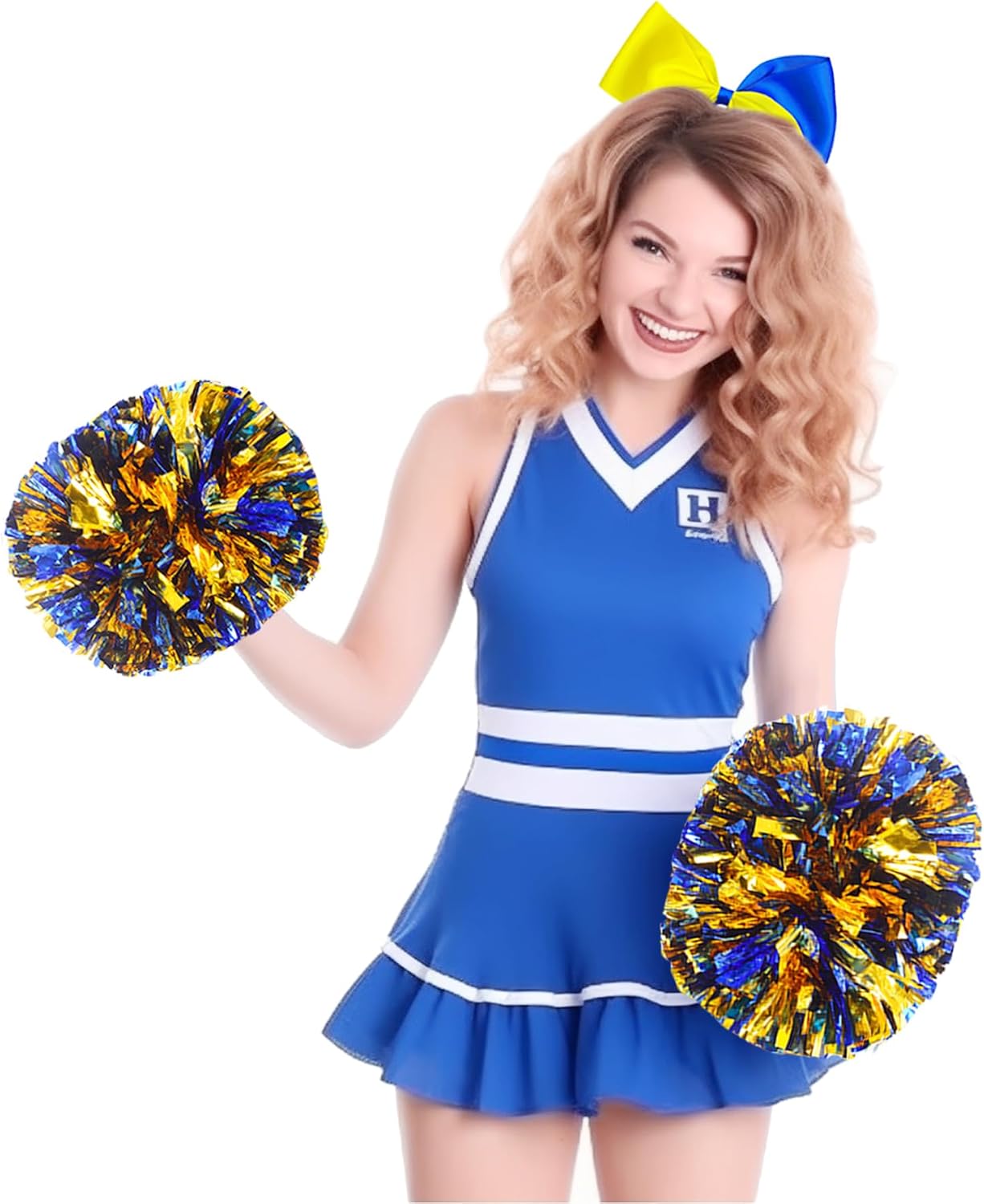 Thumbnail 3 de 12Pcs Metallic Cheerleading Pom Poms 10.6"