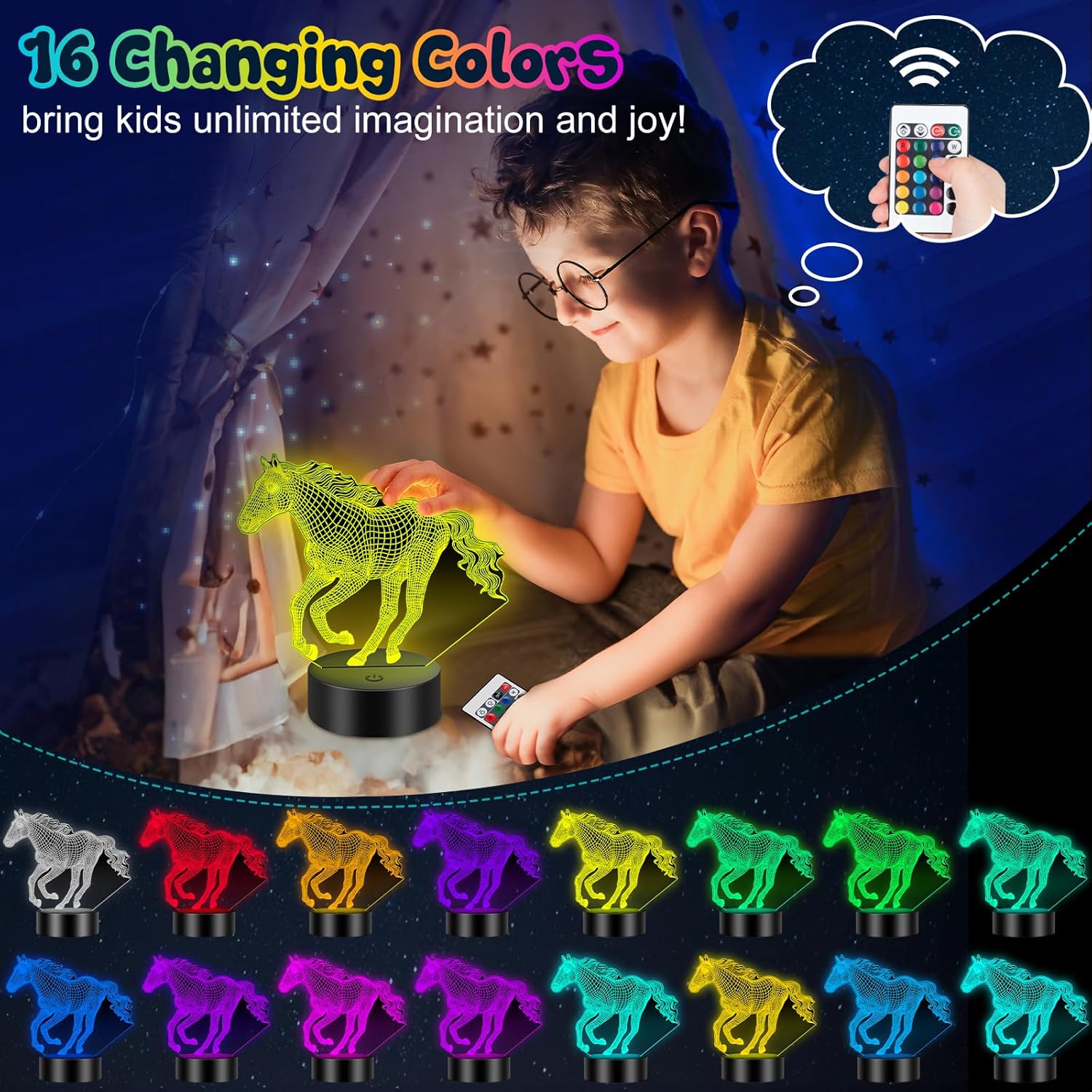 Thumbnail 5 de Linkax Pferde Nachtlicht 3D – Adventskalender Highlight für Mädchen