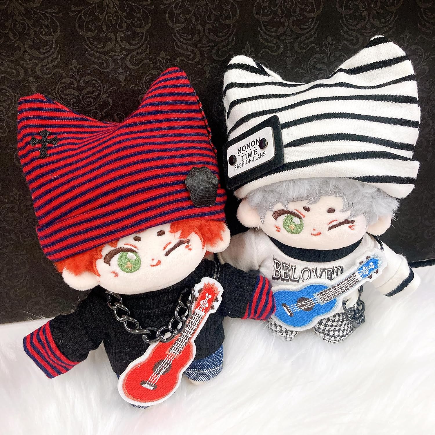 Thumbnail 6 de 猫耳ニット帽&シャツ&パンツ&ギターセット 10cmぬいぐるみ用 レッド