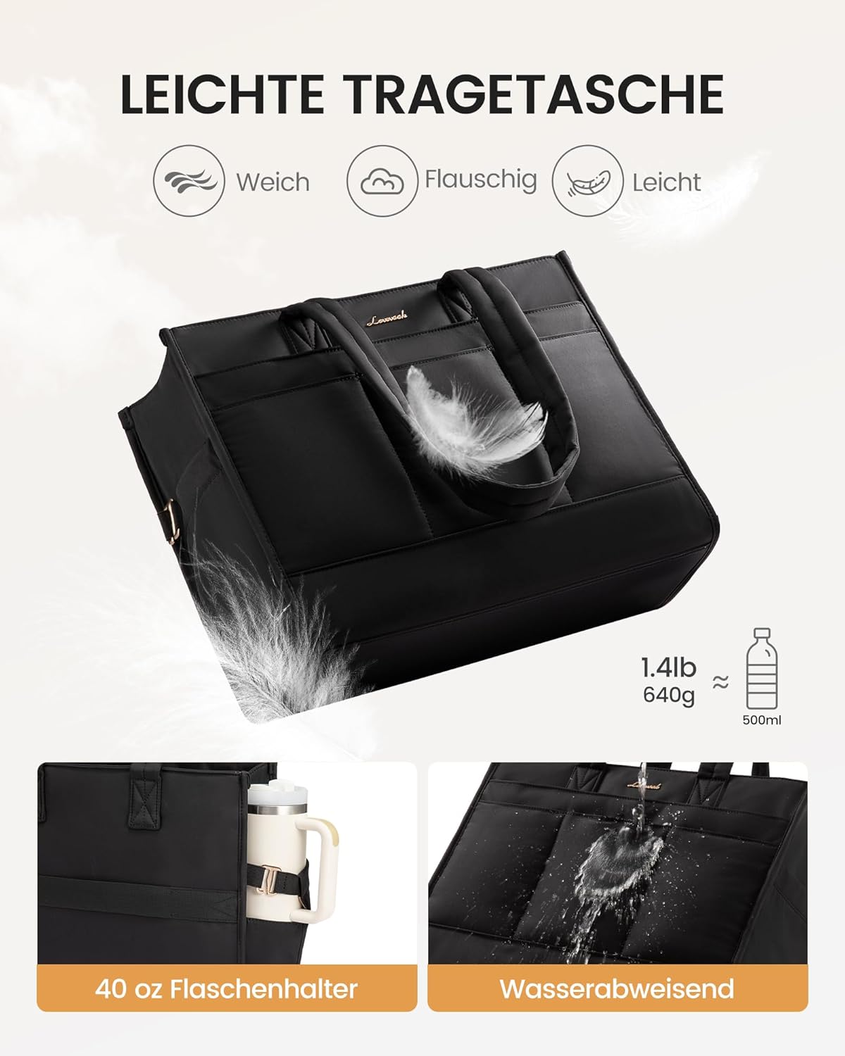 Detalle 2 de LOVEVOOK Shopper Tasche für Laptoptasche 15,6 Zoll