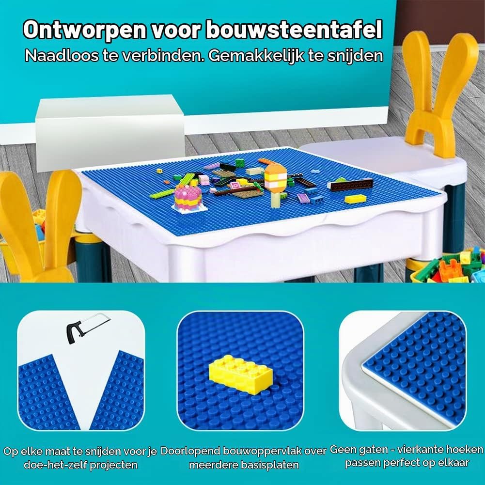 Detalle de Lekebaby LGGP-B01U bouwplaten, set van 6 blauwe platen van 25,5 x 25,5 cm