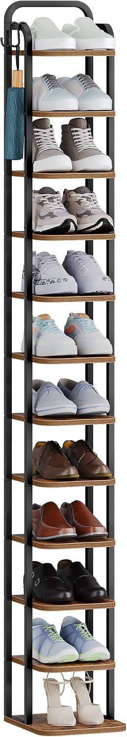 Hzuaneri SR51201B Étagère à chaussures 12 niveaux marron rustique