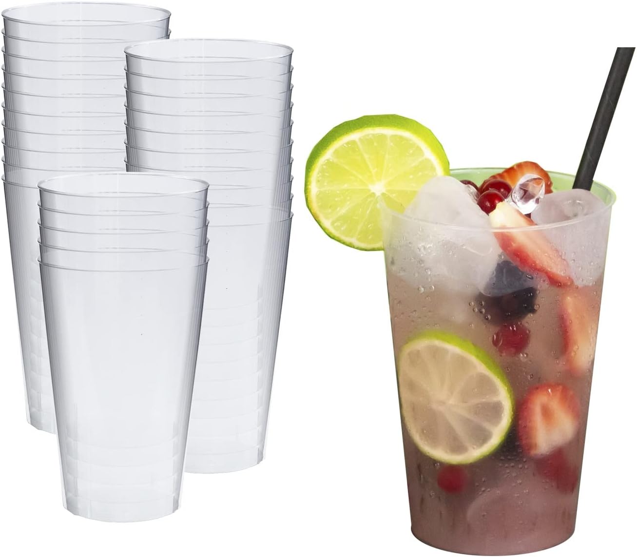 Detalle de Silverkitchen 4037-005 Reusable Cocktail Cups, 300 ml PP, Stackable