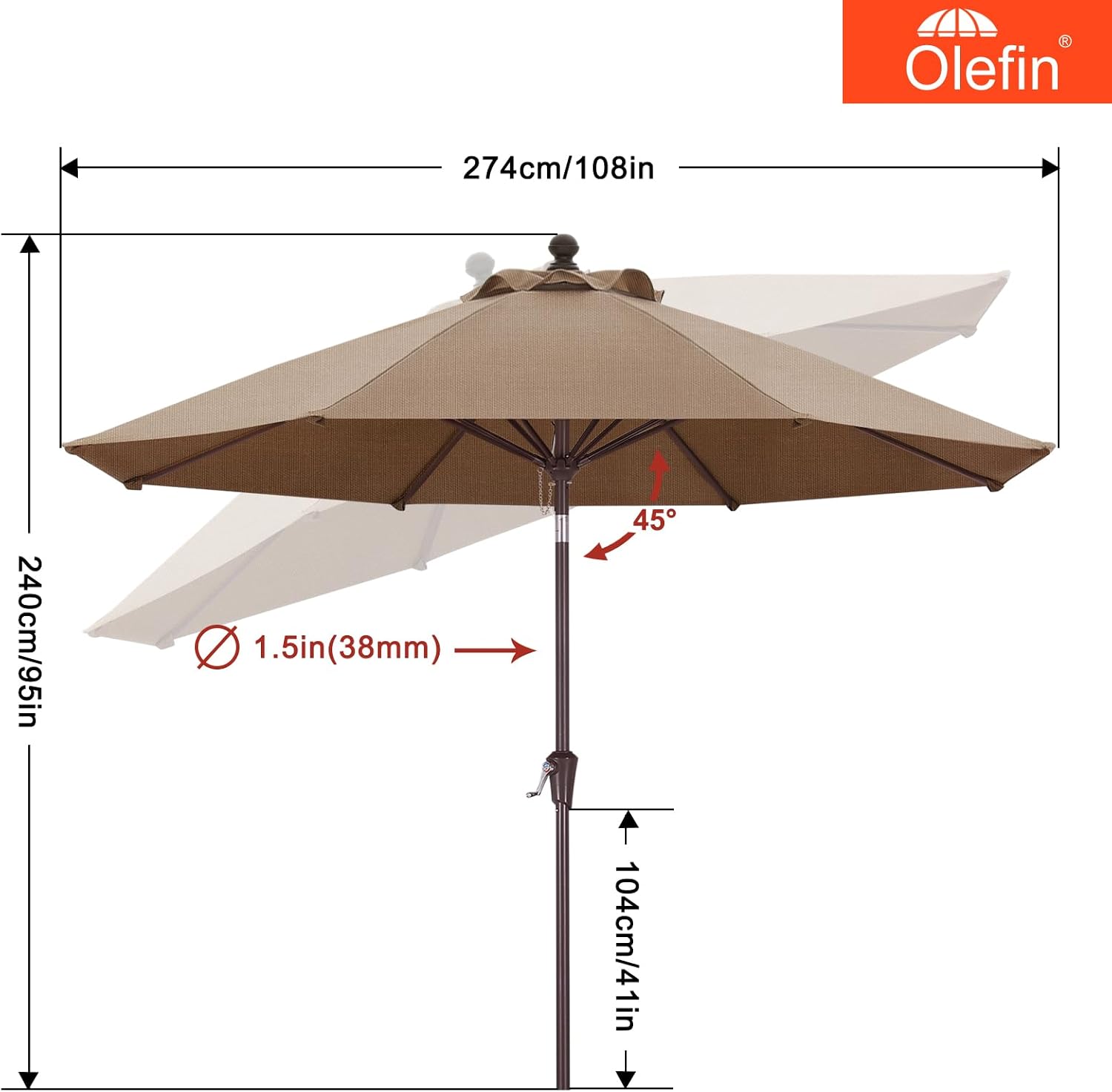 Detalle de MASTERCANOPY Patio Umbrella 9 ft