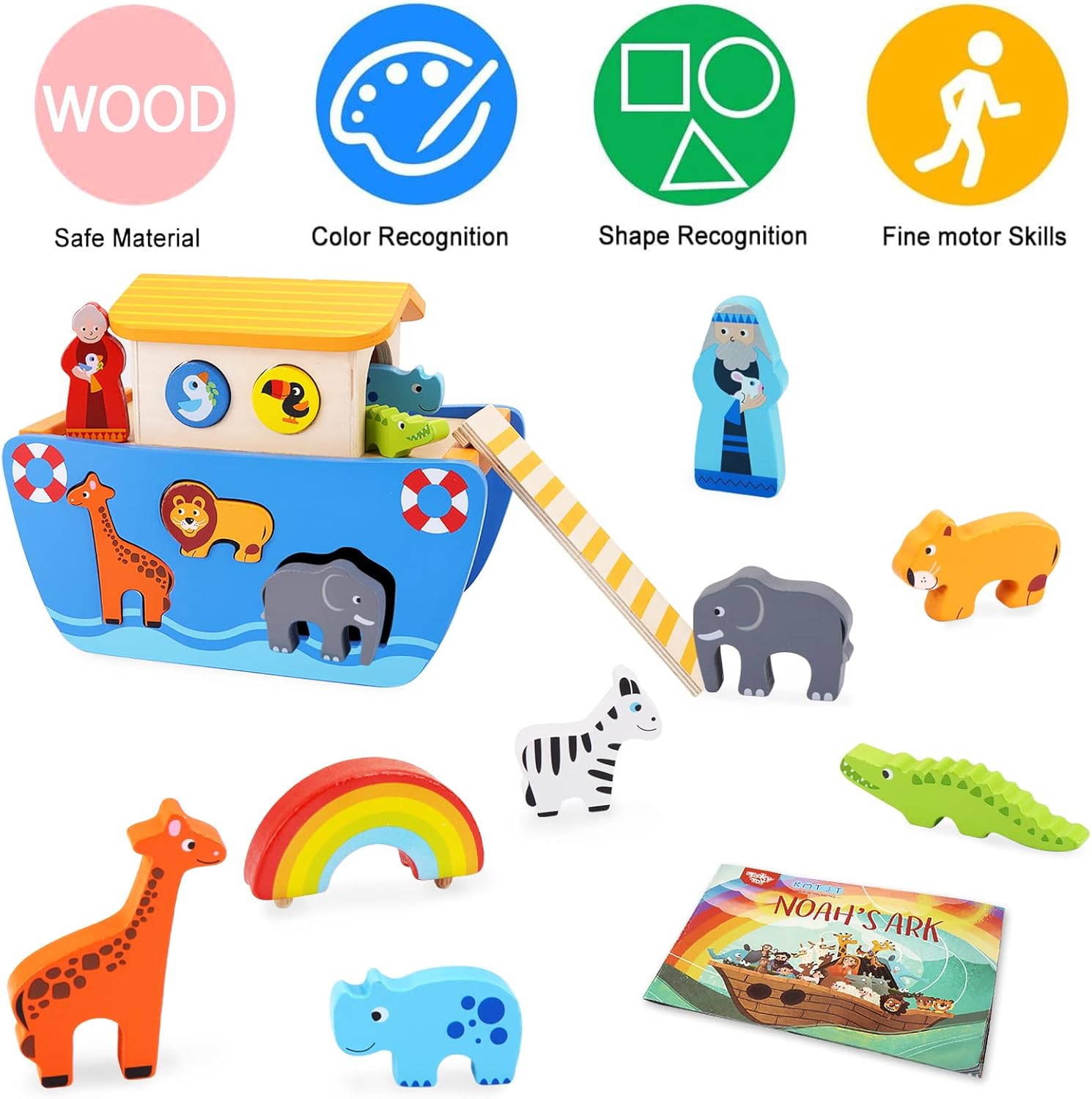 Detalle 2 de KMTJT Wooden Noah's Ark Montessori Toy 🎲